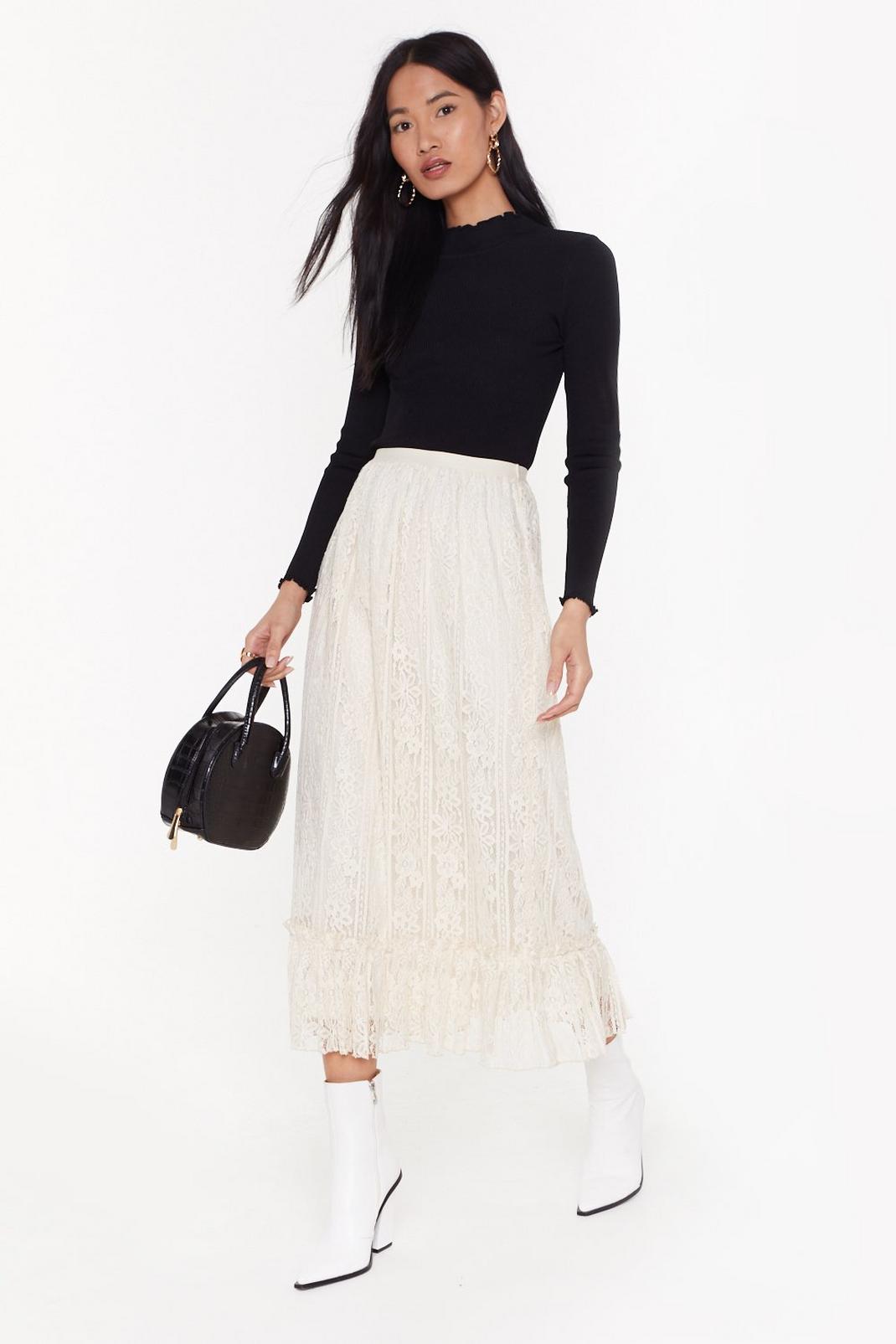 Party's Over Tier Lace Midi Skirt image number 1