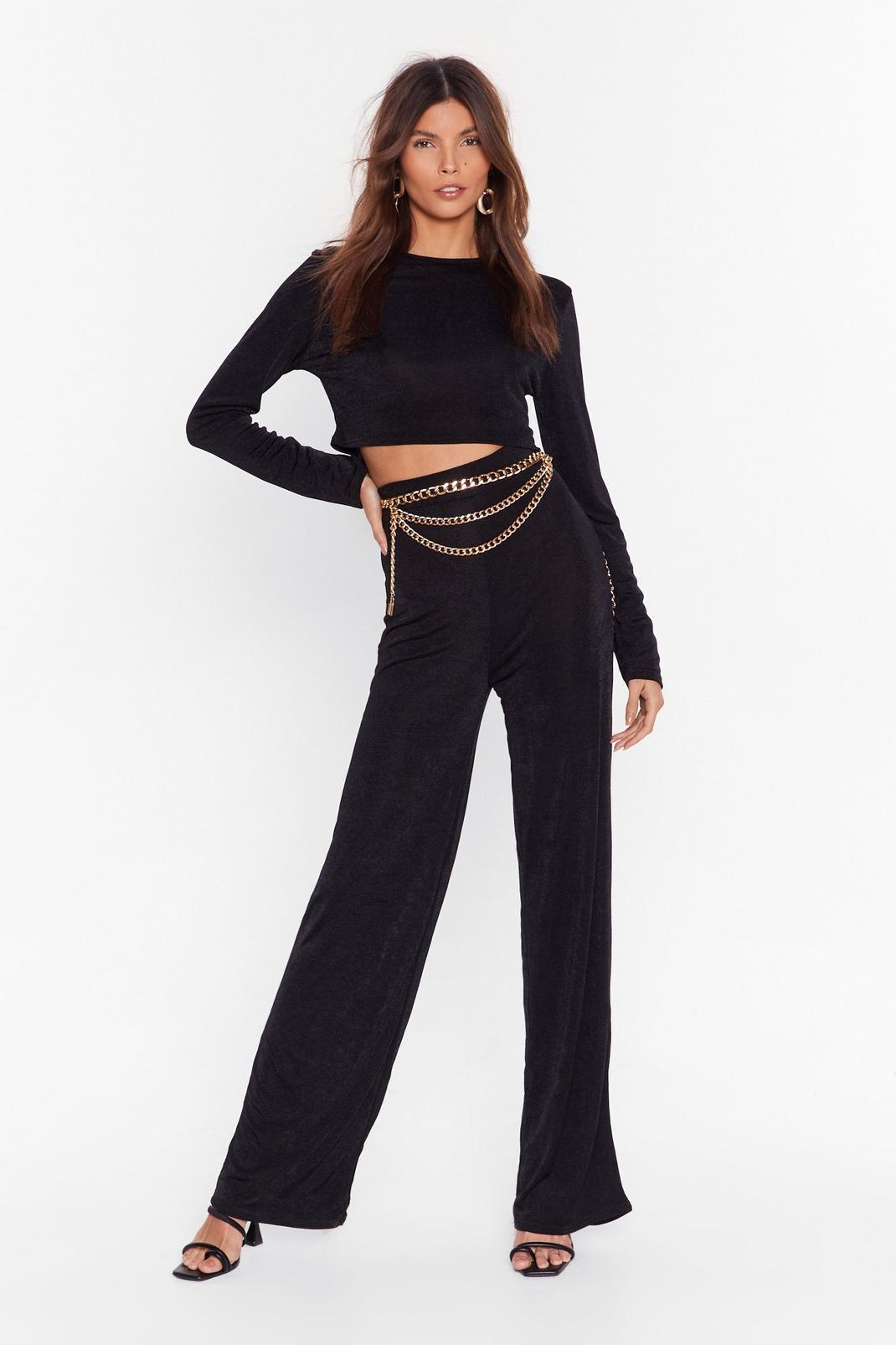 Just the Two of Us Crop Top and Wide-Leg Trousers Set image number 1