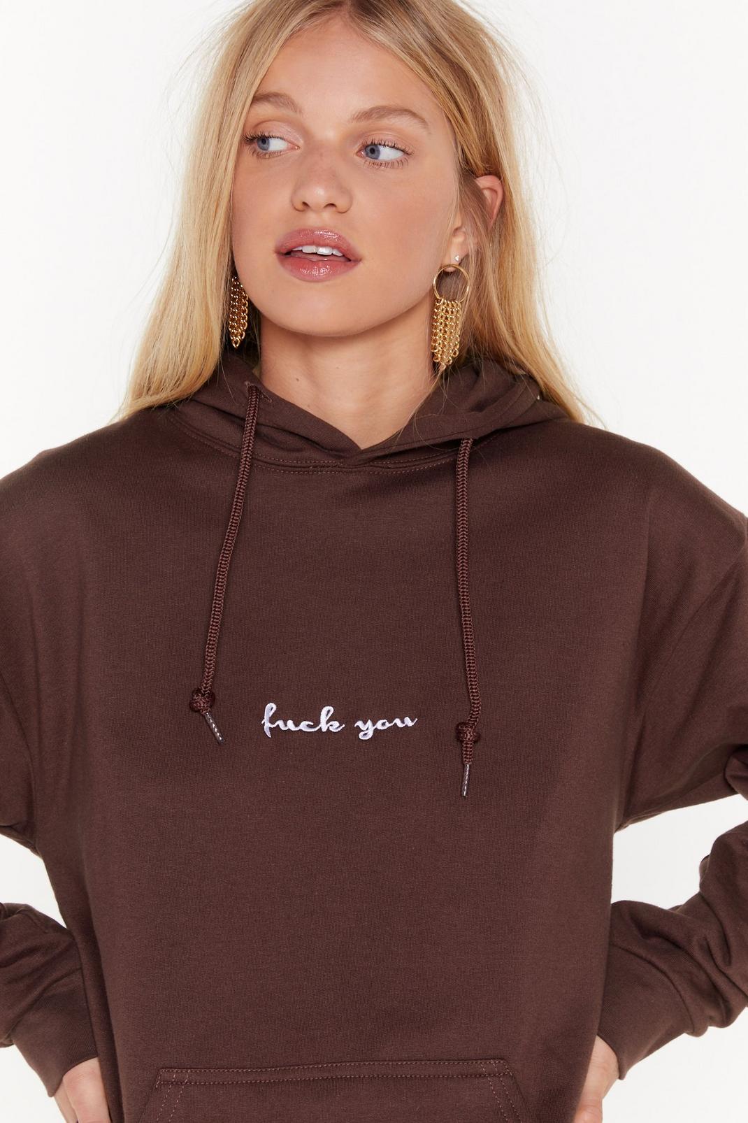 Fuck You Embroidered Graphic Hoodie image number 1