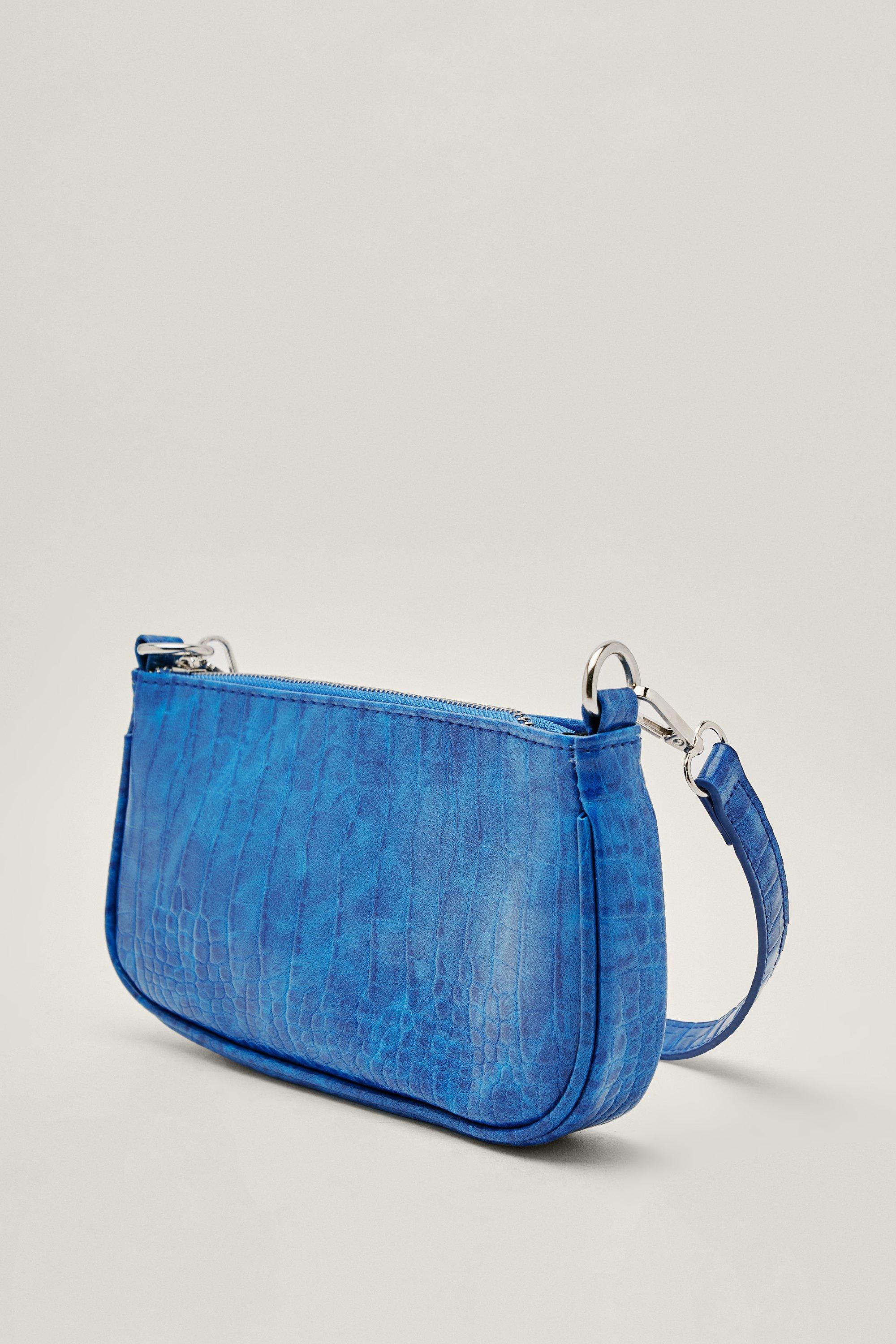 BY FAR Mini Bag In Sky Blue Croco Embossed Leather