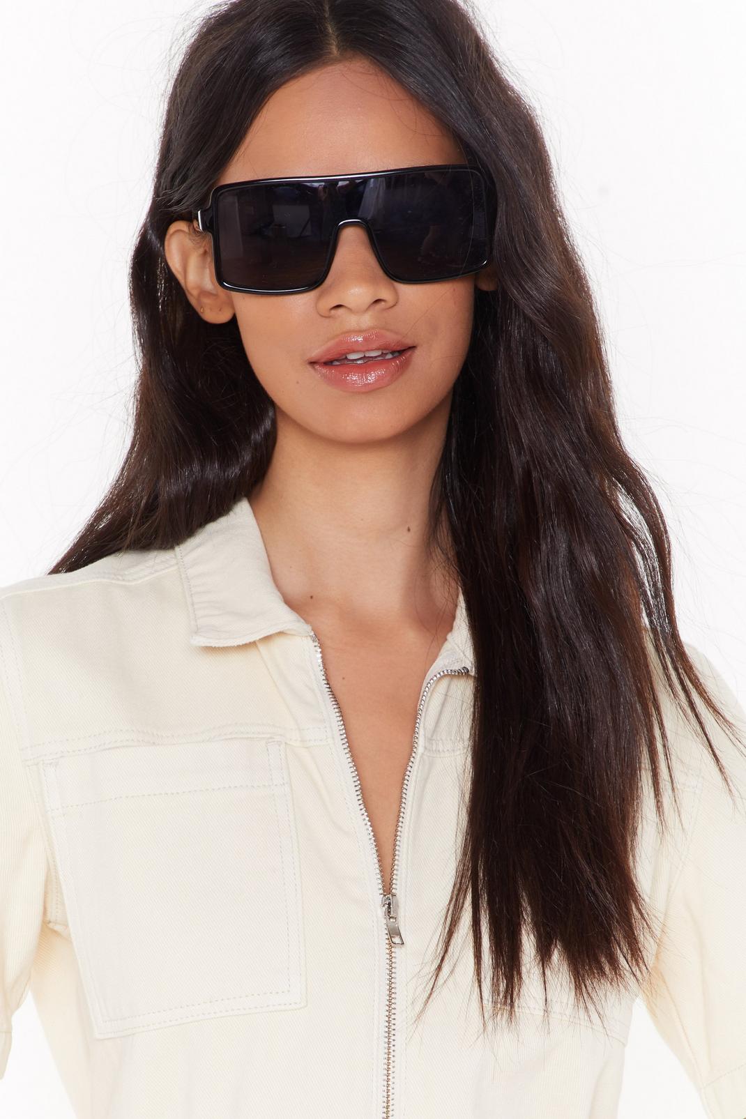 Black Flap Top Off Your Look Oversized Square Sunglasses image number 1