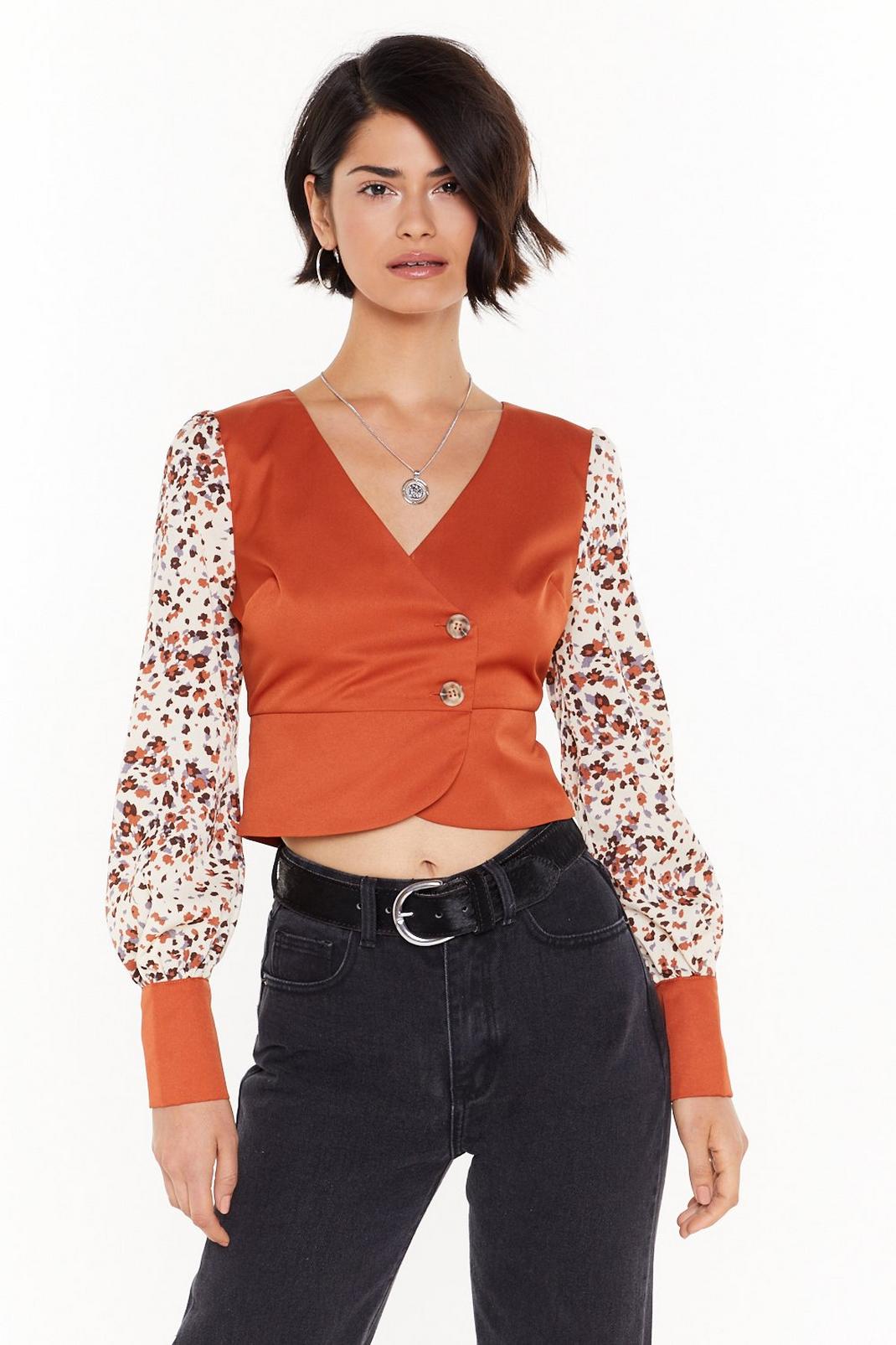 Print to the Finish Leopard Button Blouse image number 1