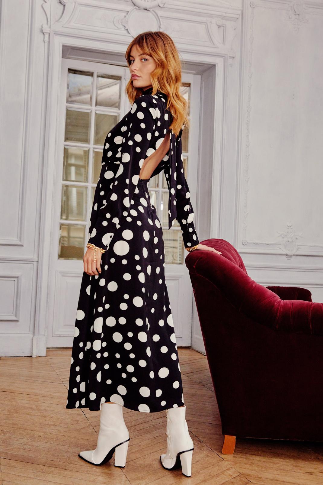 Dot With Me High Neck Midi Dress image number 1