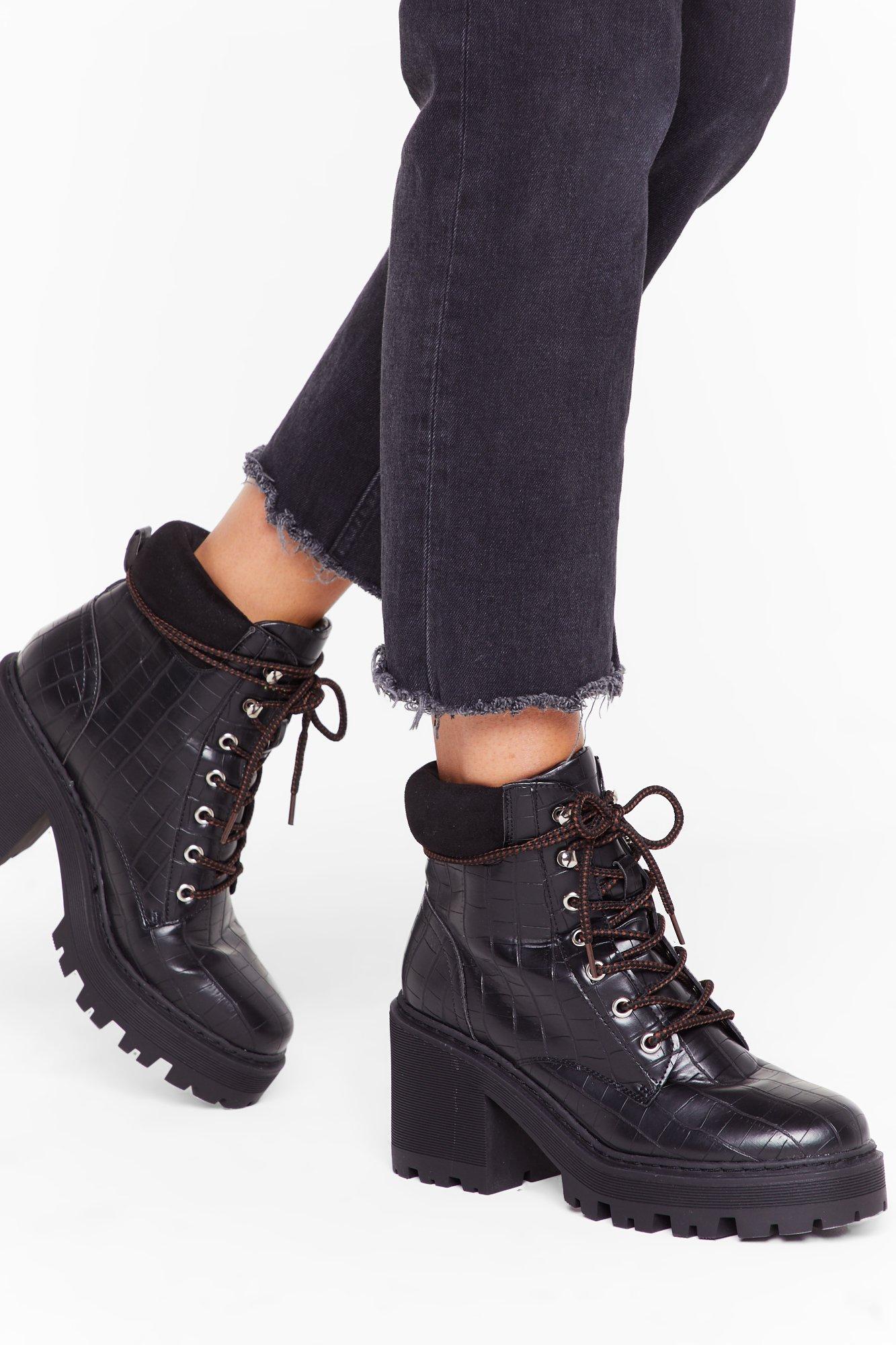 Heeled hiker booties hotsell