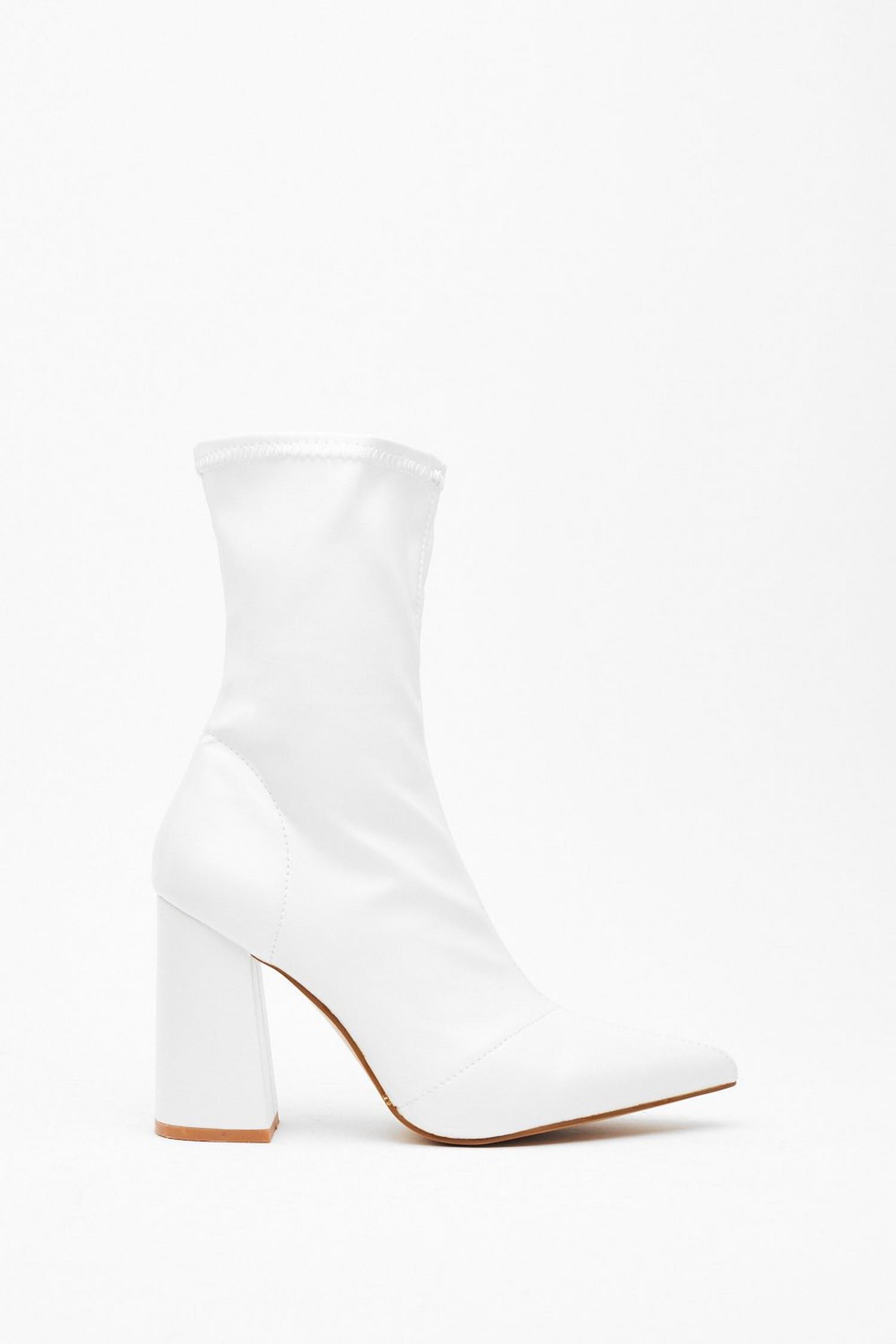 Pointed Block Heel Faux Leather Sock Boots | Nasty Gal