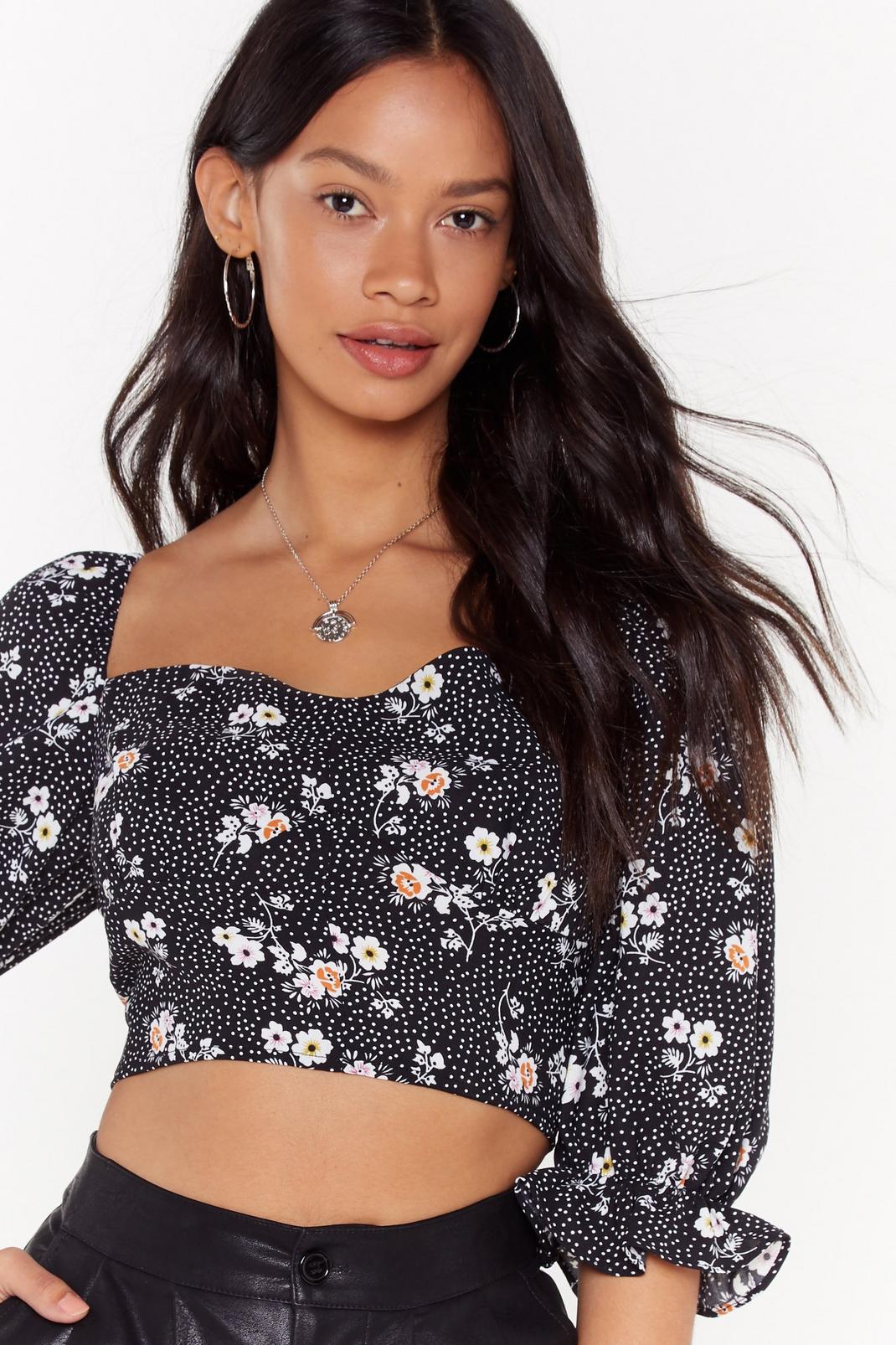 You've Found My Sweet Spot Floral Cropped Blouse image number 1