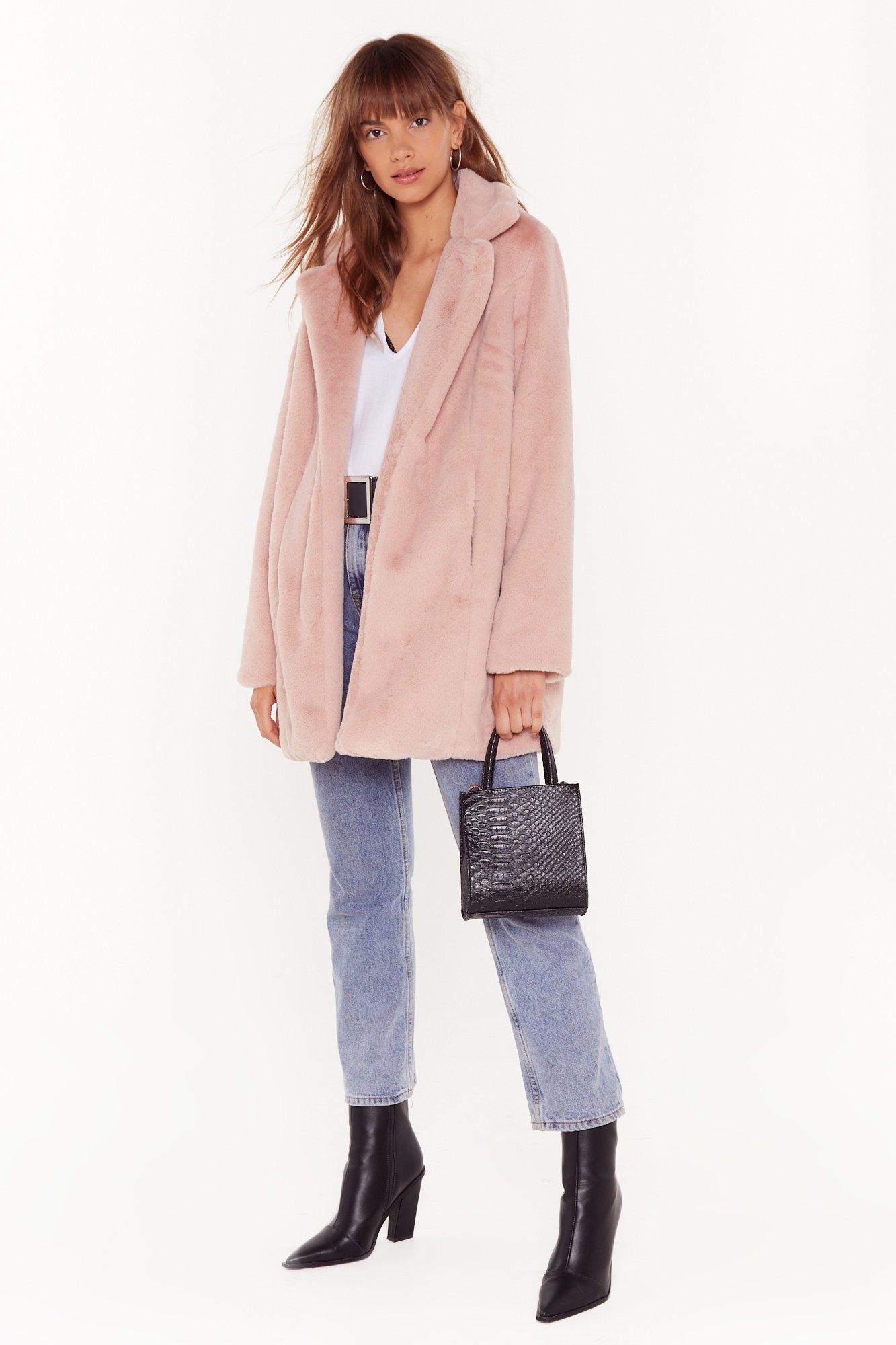 blush fur vest