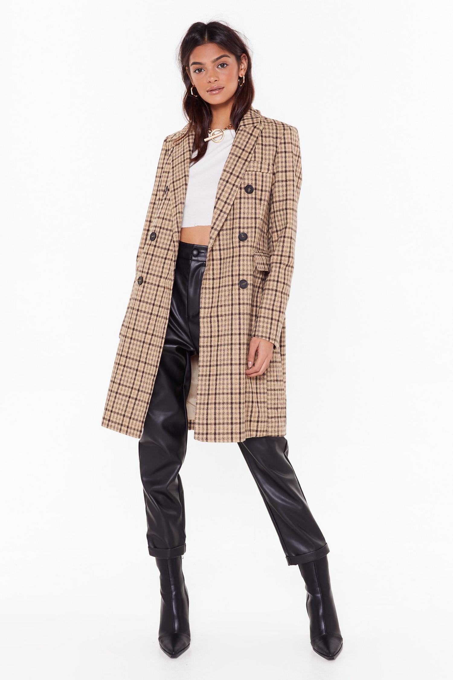 Checking Out Double Breasted Coat | Nasty Gal
