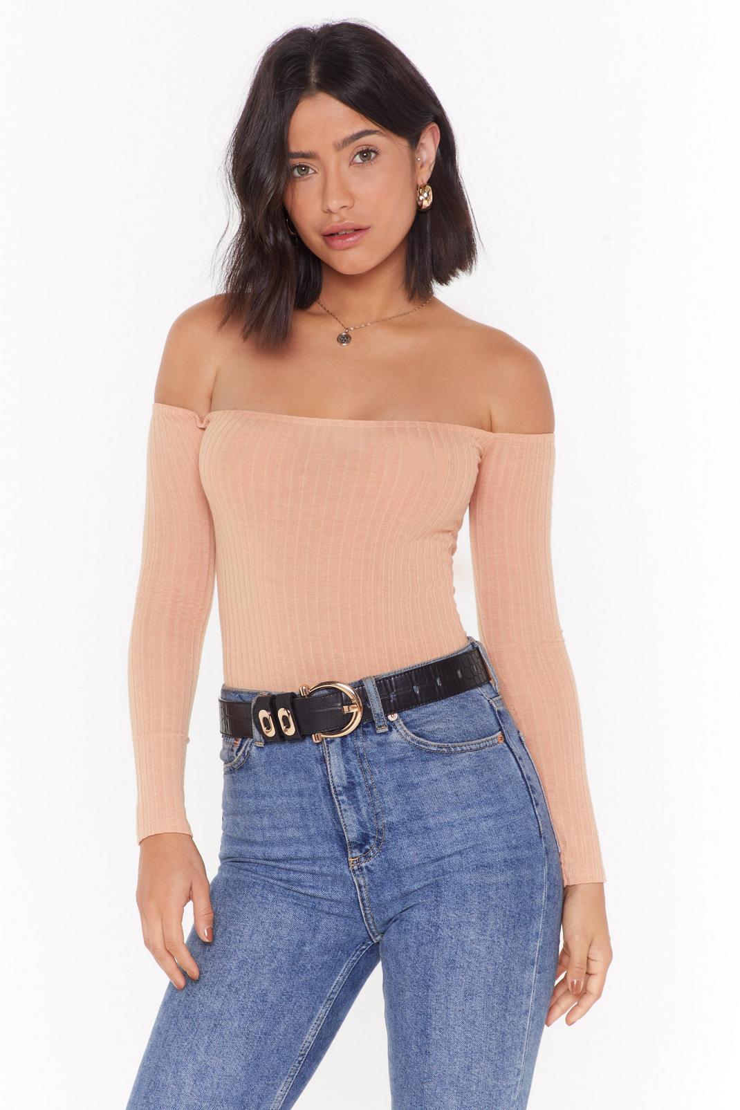 On and Off-the-Shoulder Ribbed Bodysuit image number 1