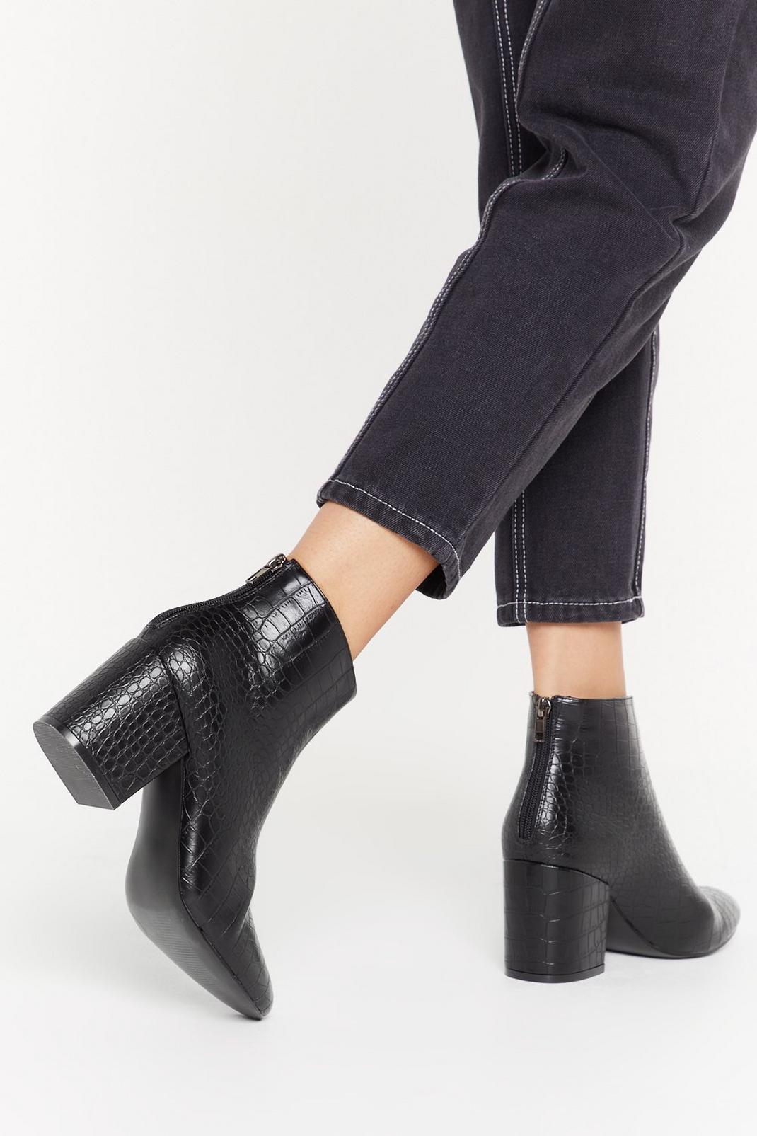 On Croc of the World Faux Leather Block Heel Boots image number 1