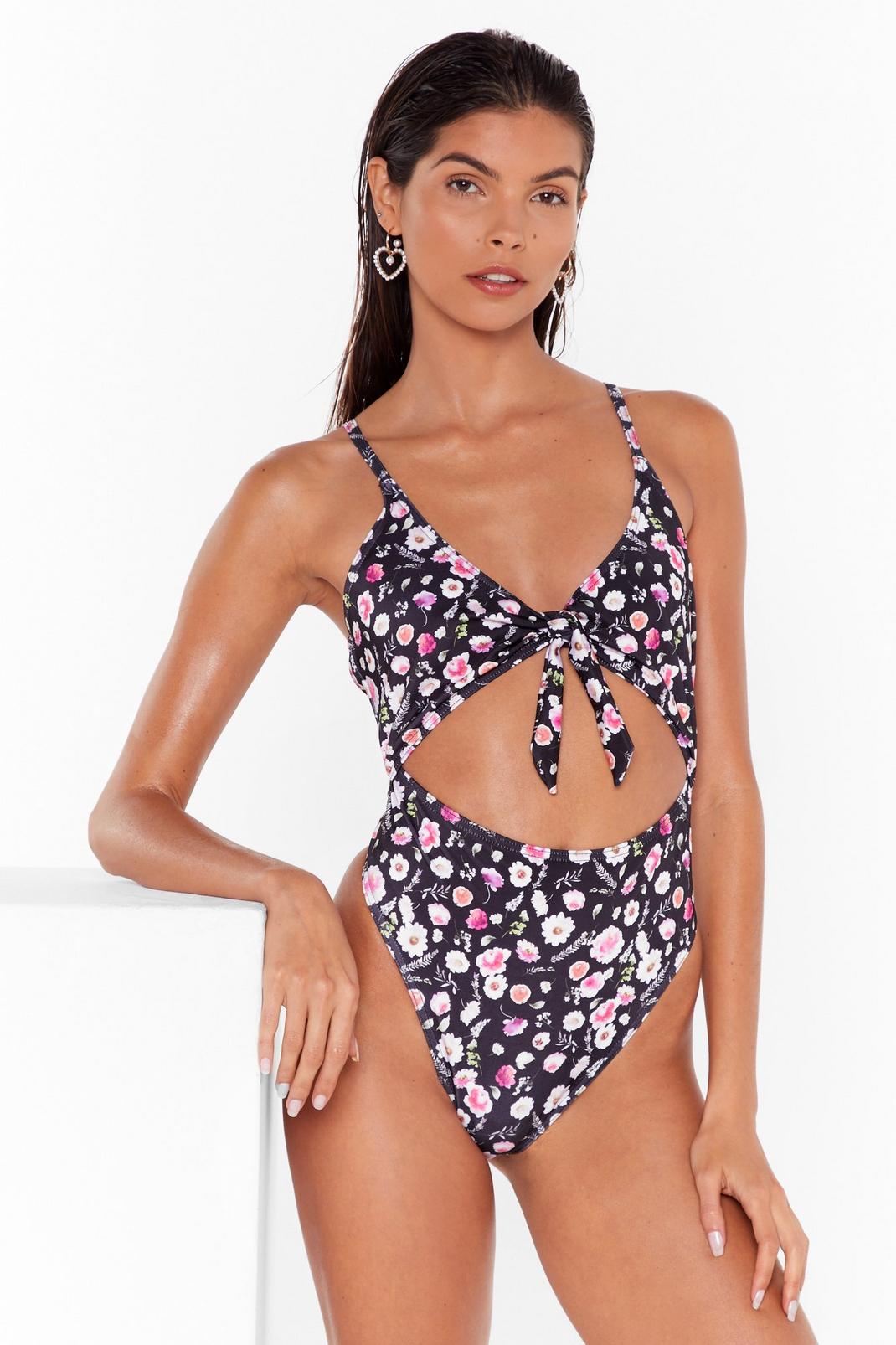 Cut-Out All Day Floral High-Leg Swimsuit image number 1