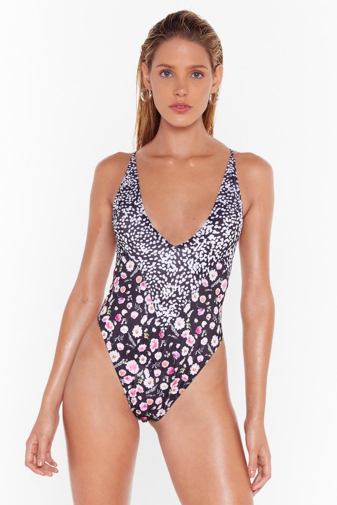 Mix Things Up Strappy Floral Swimsuit image number 1