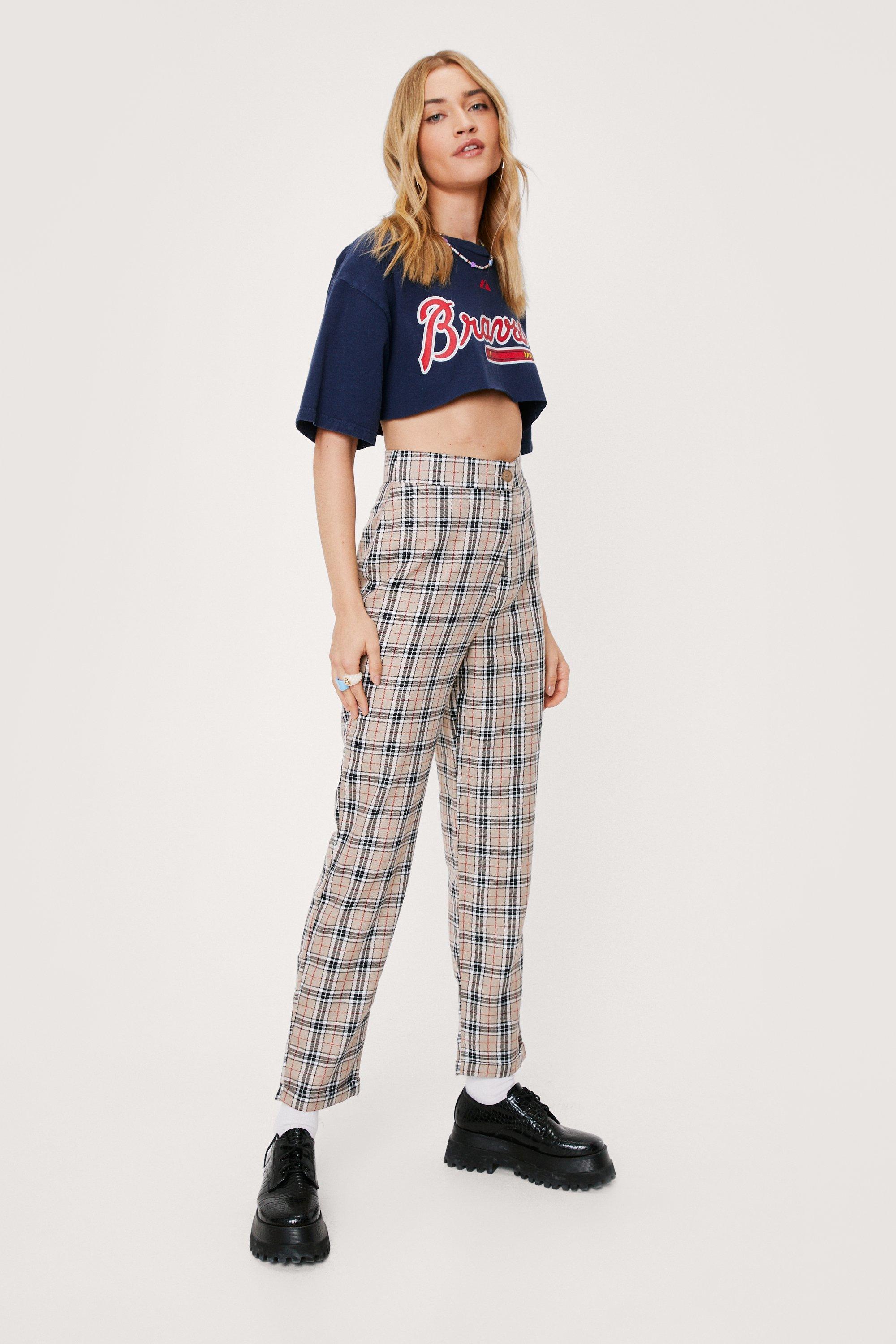 Checkered on sale tapered trousers