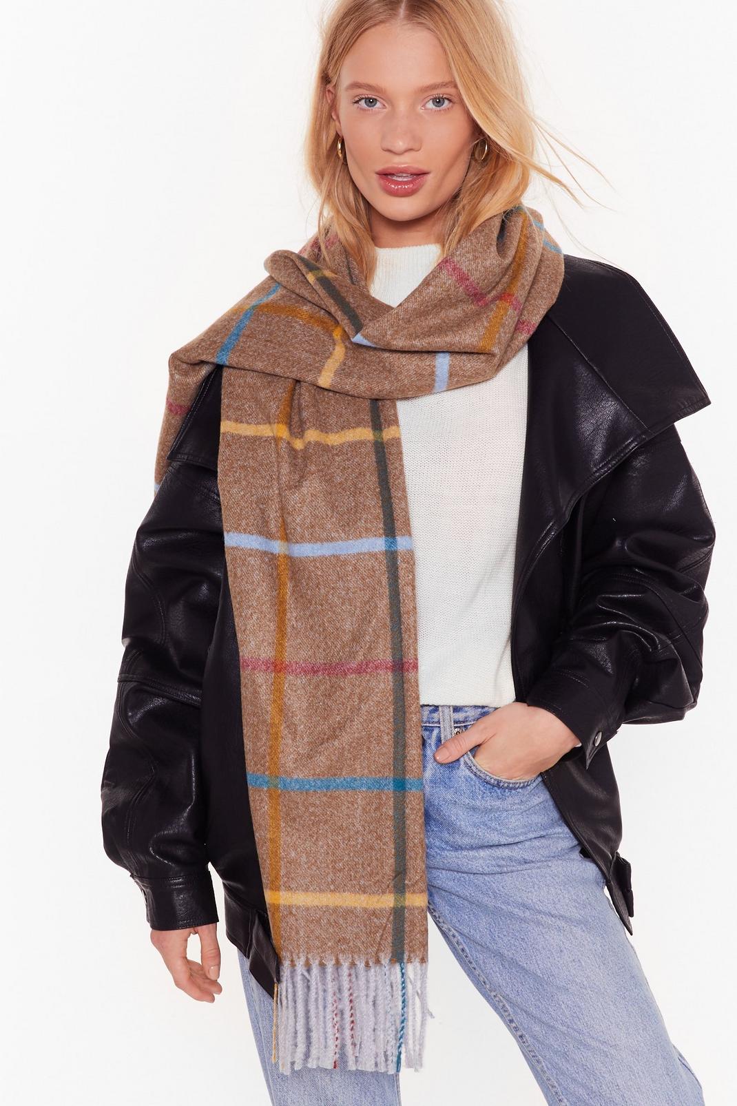 Won't Get Grid of Me Oversized Check Scarf image number 1