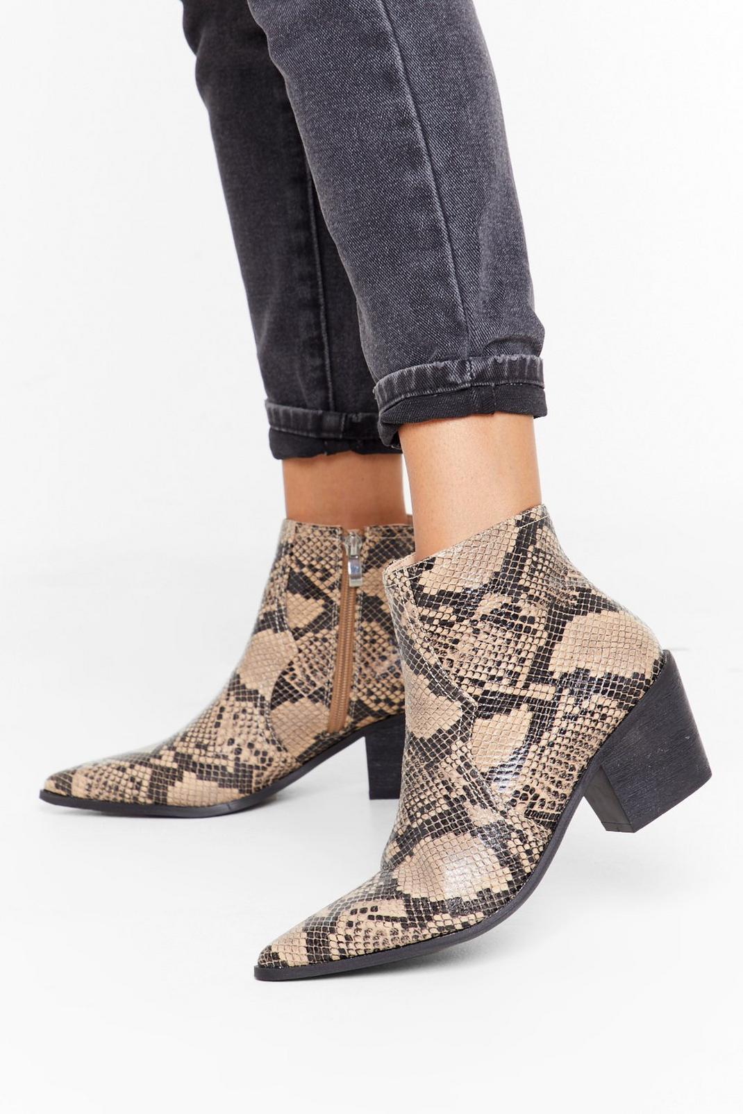 Let's Hiss and Snake Up Faux Leather Boots image number 1