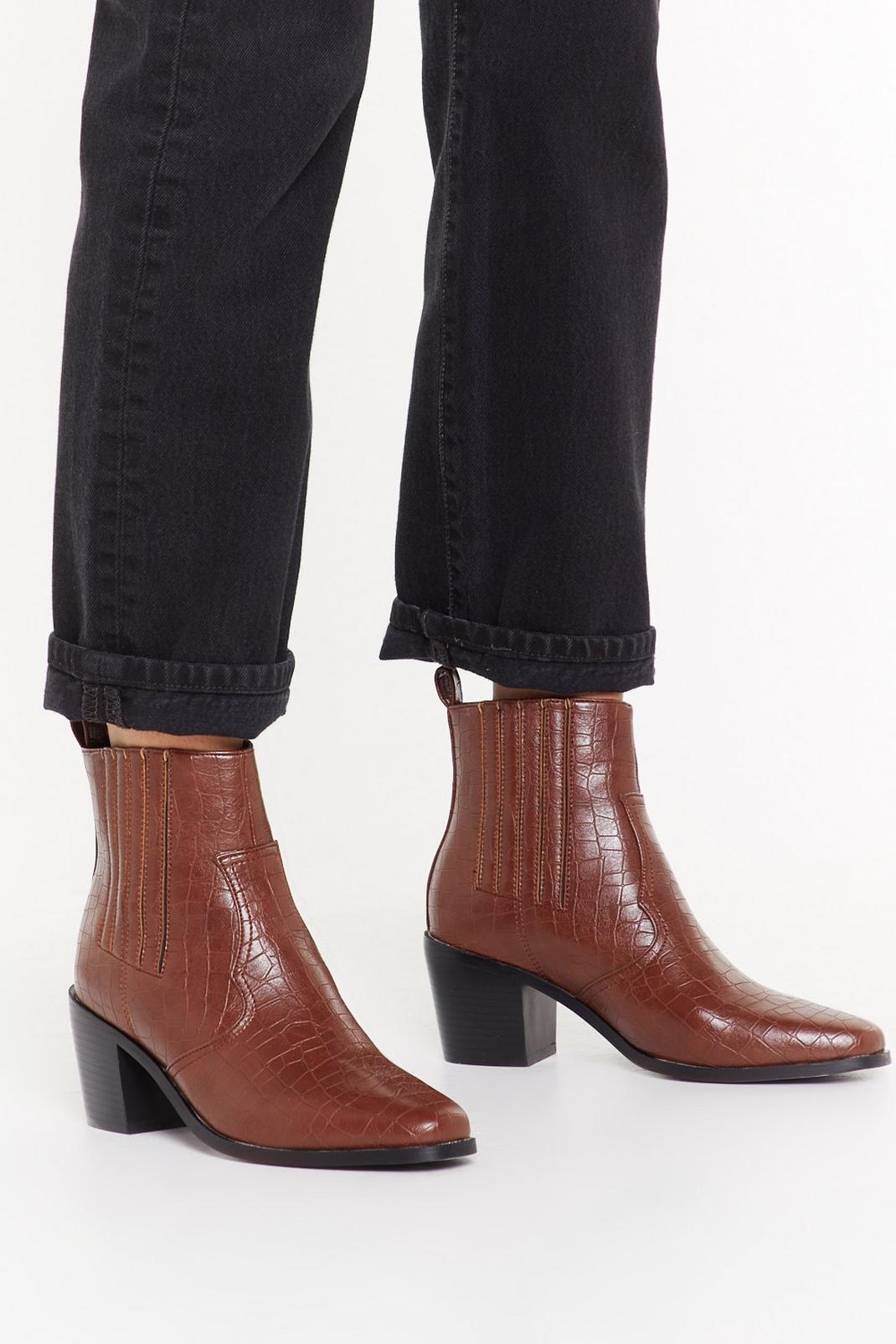It's All For the West Croc Faux Leather Boots image number 1