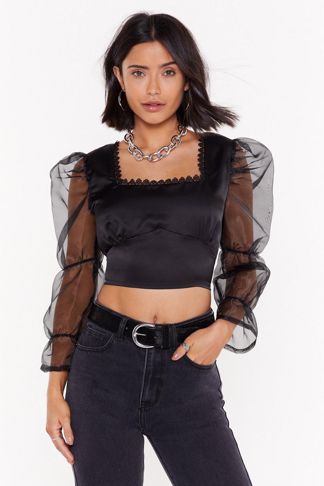 Sheer Clear Square Neck Crop Top image number 1
