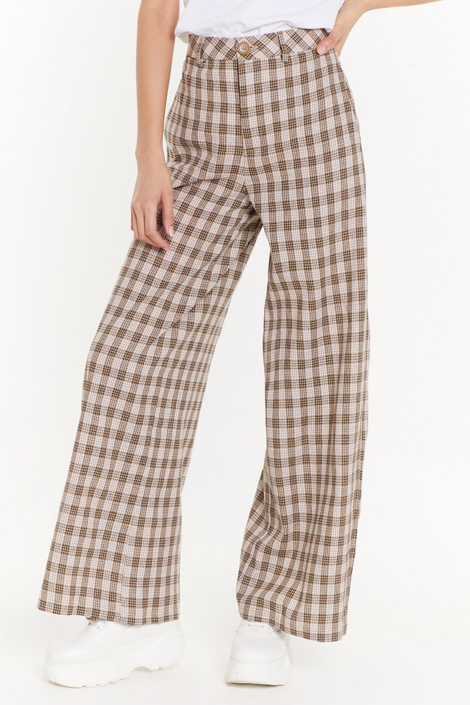 Girl Just Relax Wide-Leg Check Trousers | Nasty Gal