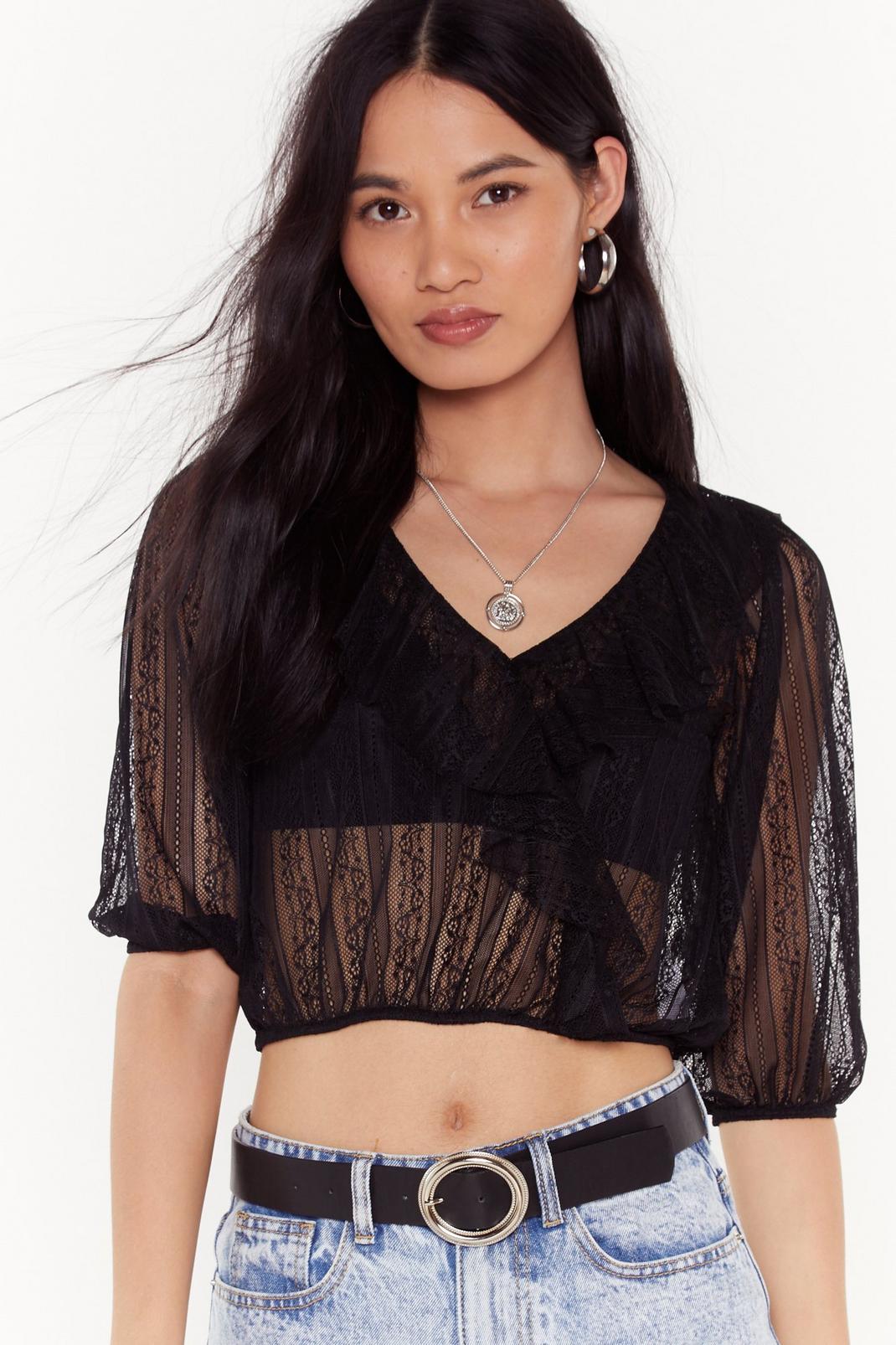 Lace Fast Forward Ruffle Crop Top image number 1