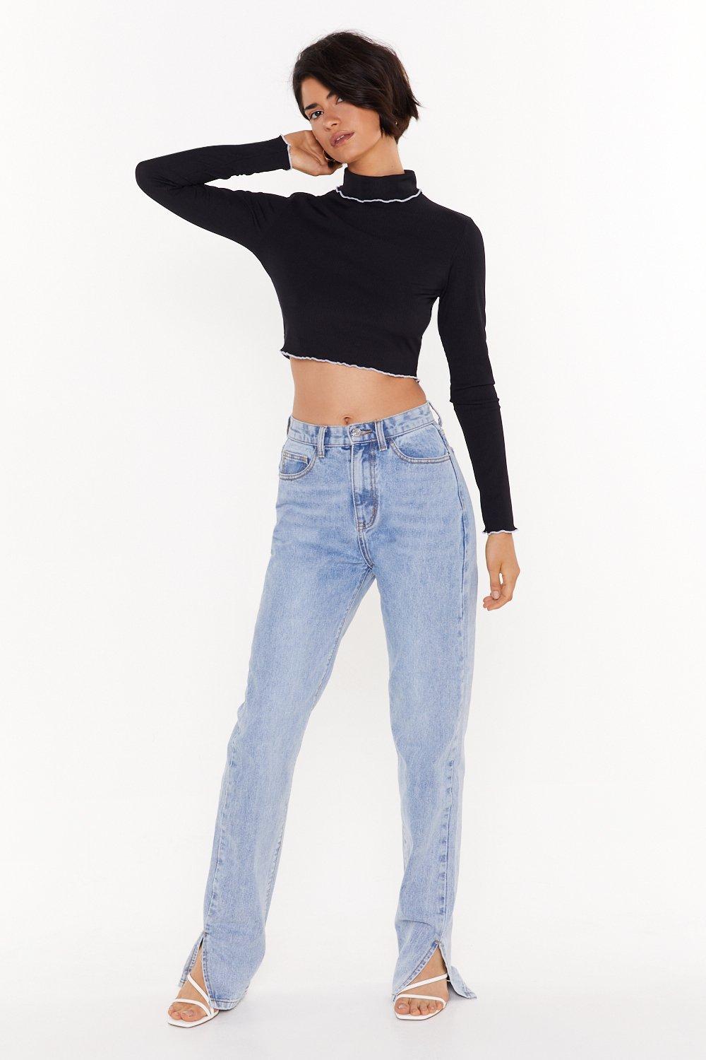 Frill We Meet Again Ribbed Cropped Jumper Nasty Gal