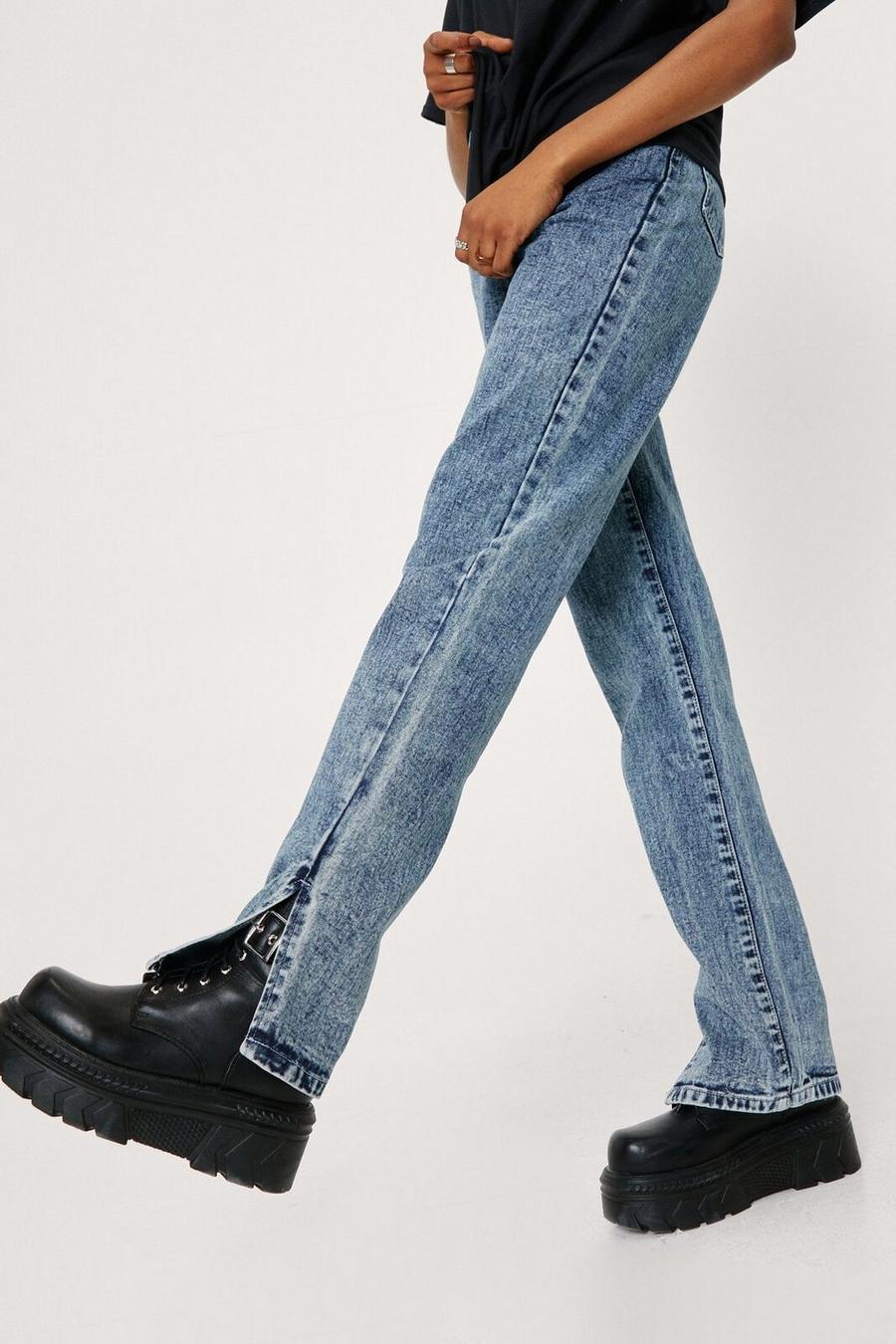Split Hem Straight Leg Jeans
