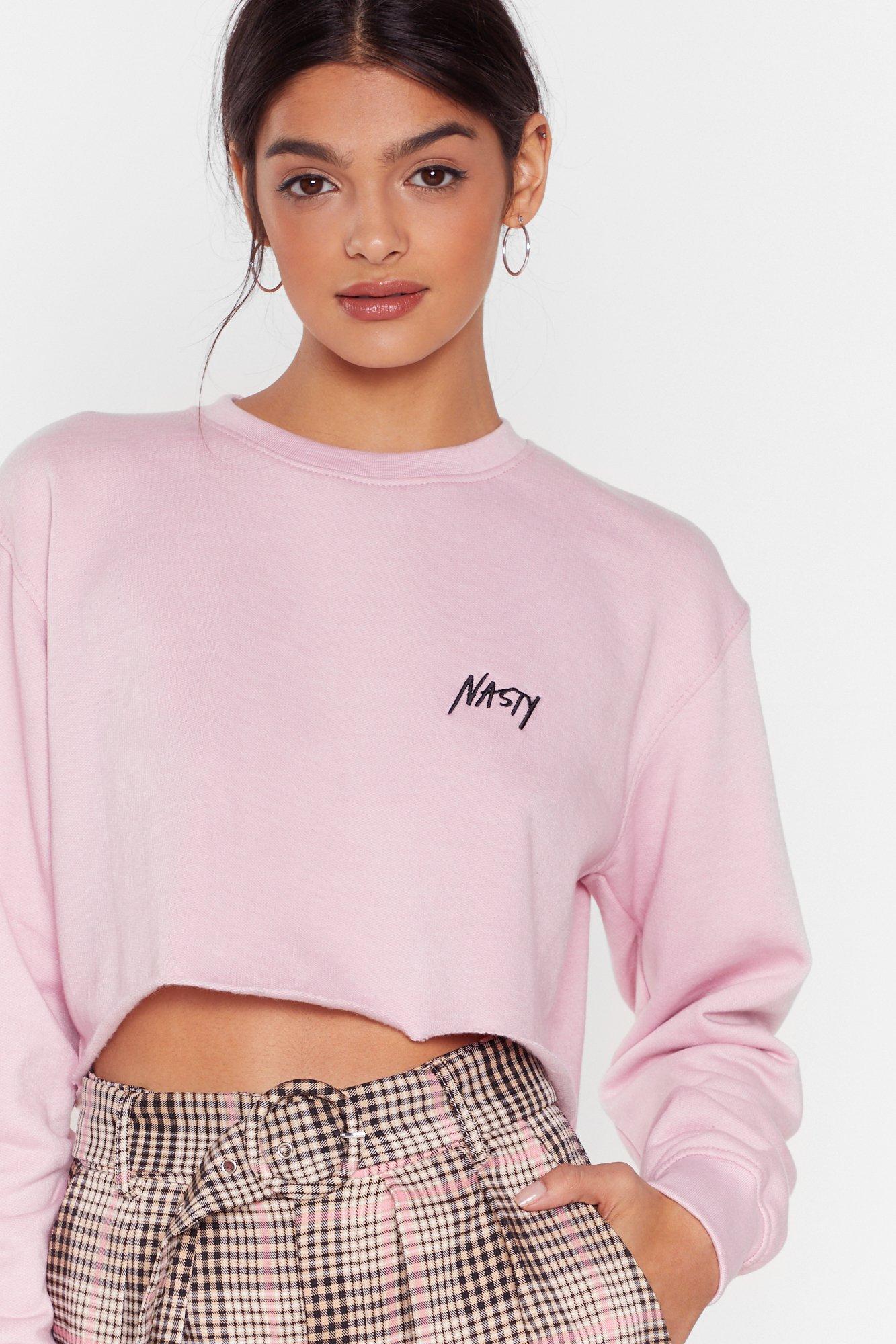 Nasty Gal You Heard Cropped Raw Hem Sweatshirt Nasty Gal