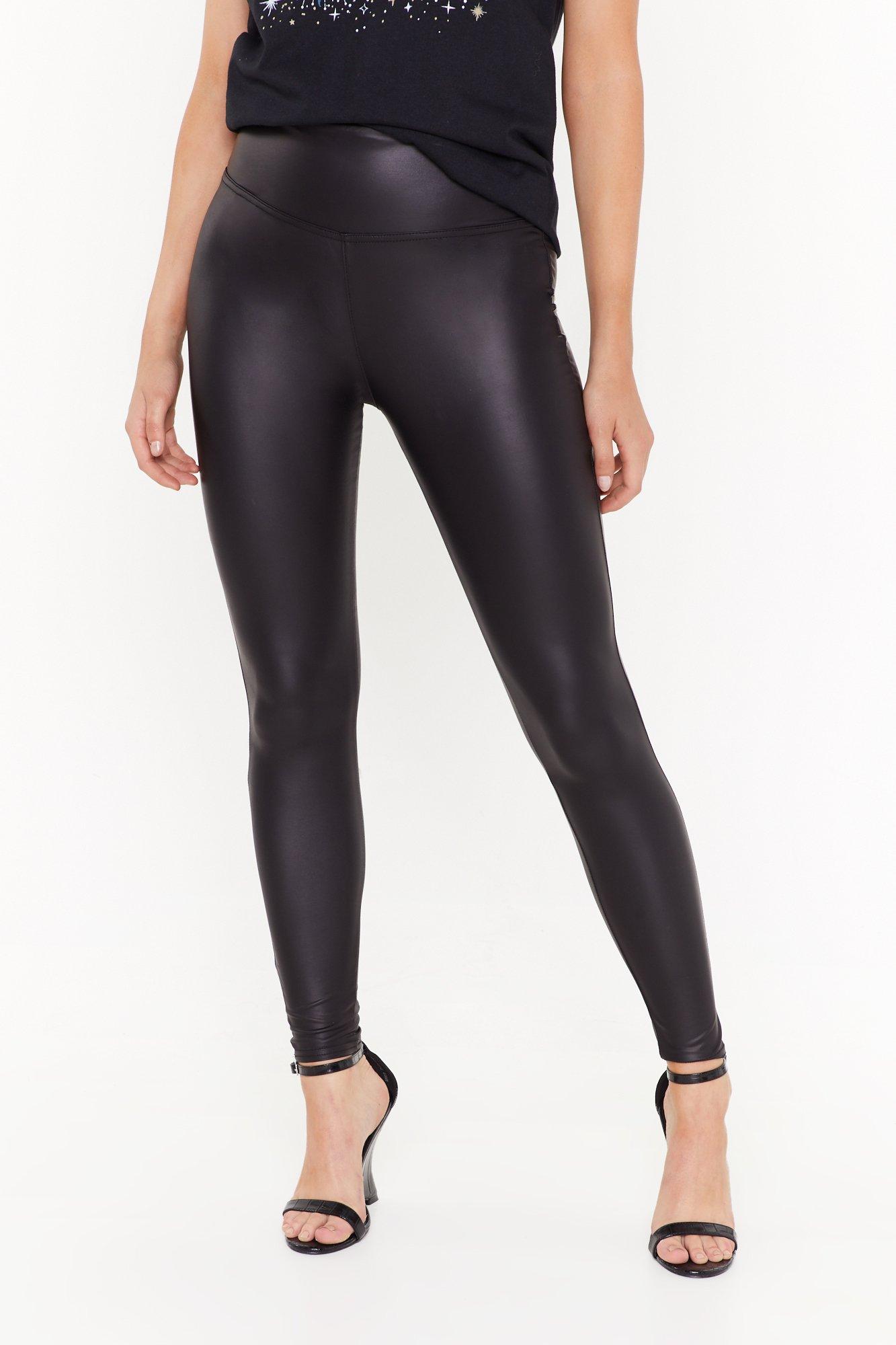 Passing Time Black Faux Leather Leggings