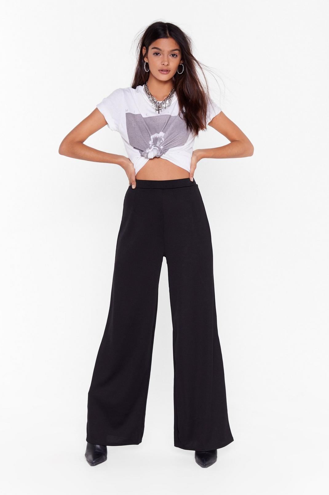Black High-Waisted and Wide-Leg Pants image number 1