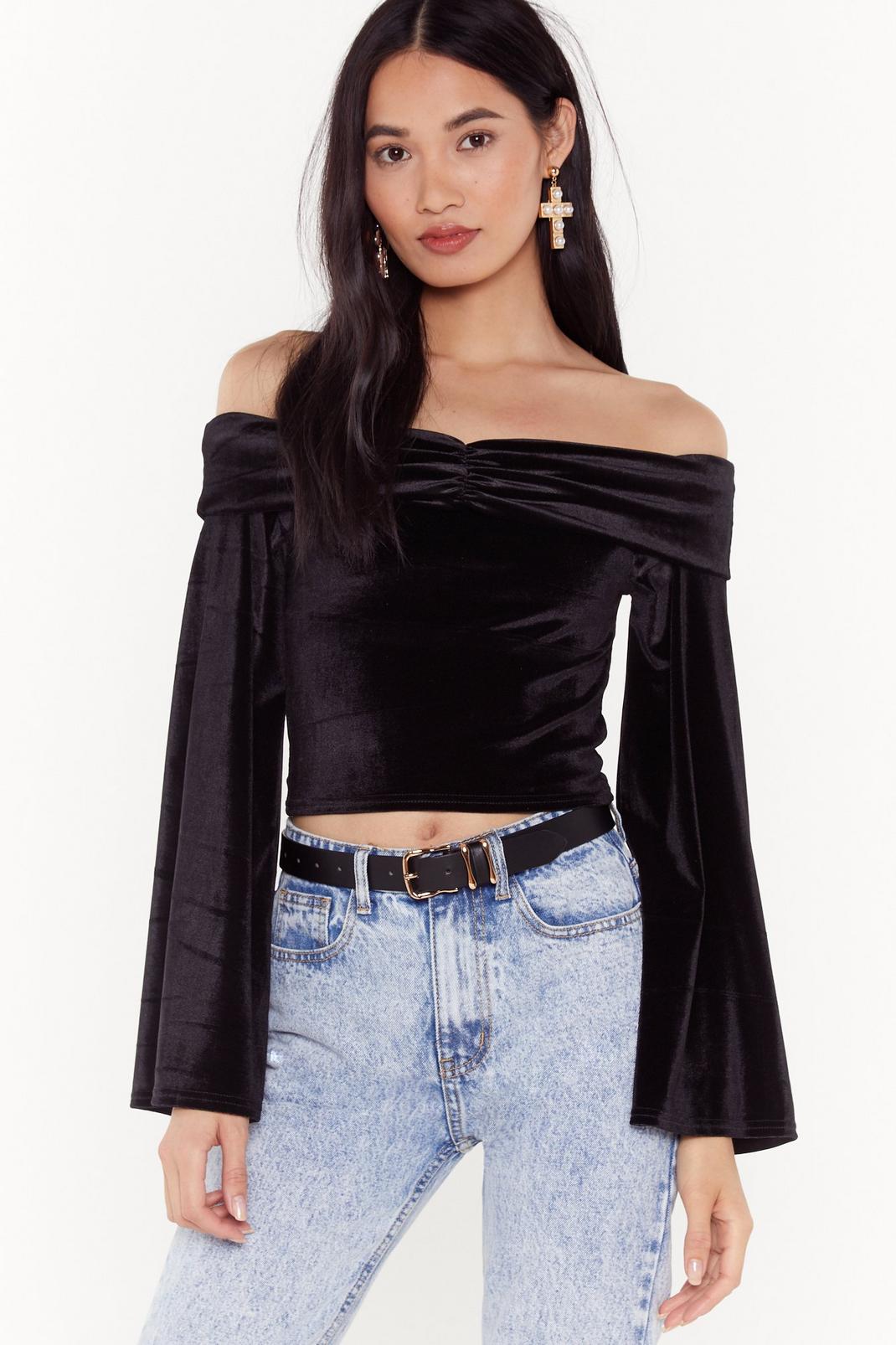 So Touchy Velvet Off-the-Shoulder Top image number 1