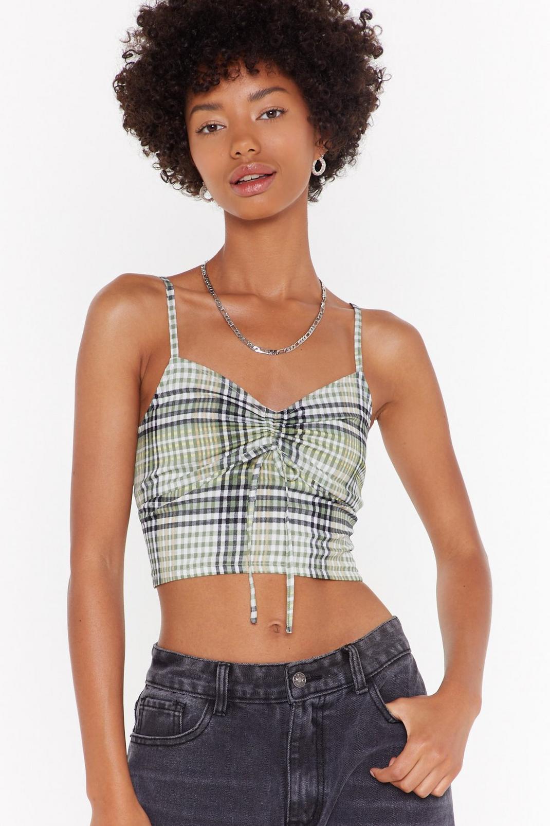 All Hands on Check Tie Crop Top image number 1