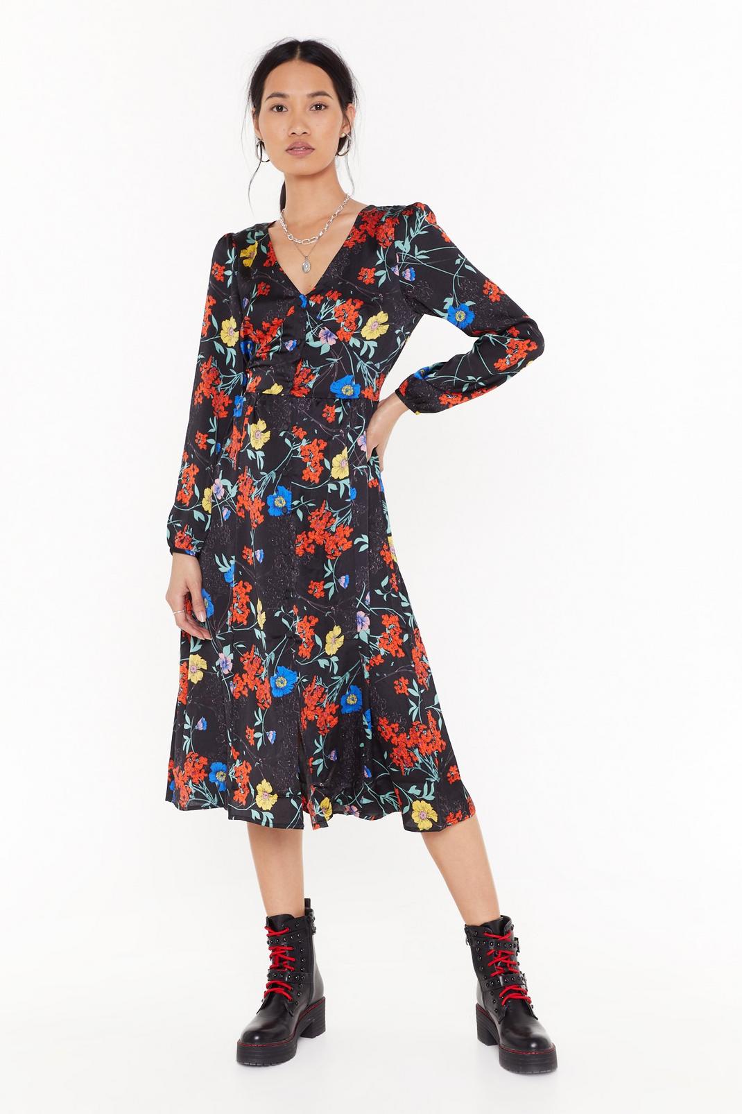Go With the Grow Floral Midi Dress image number 1