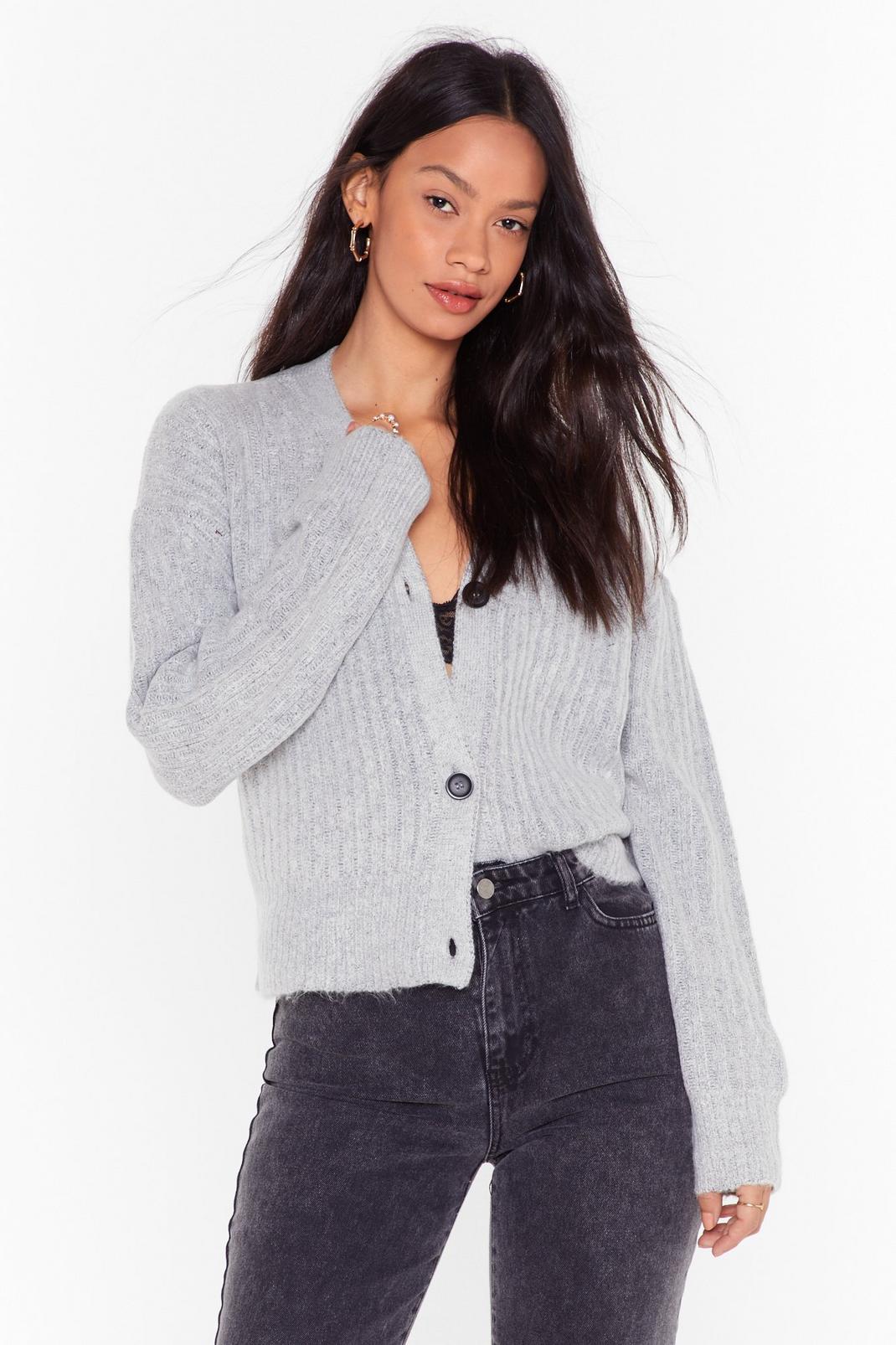 This is Knit Button-Down Cropped Cardigan image number 1
