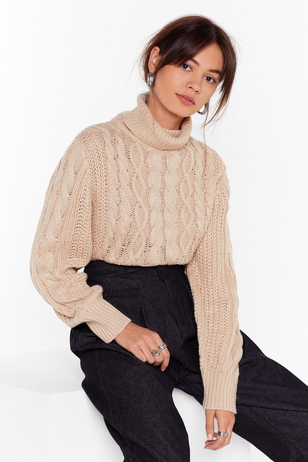 Knit Back Cable Knit Sweater image number 1