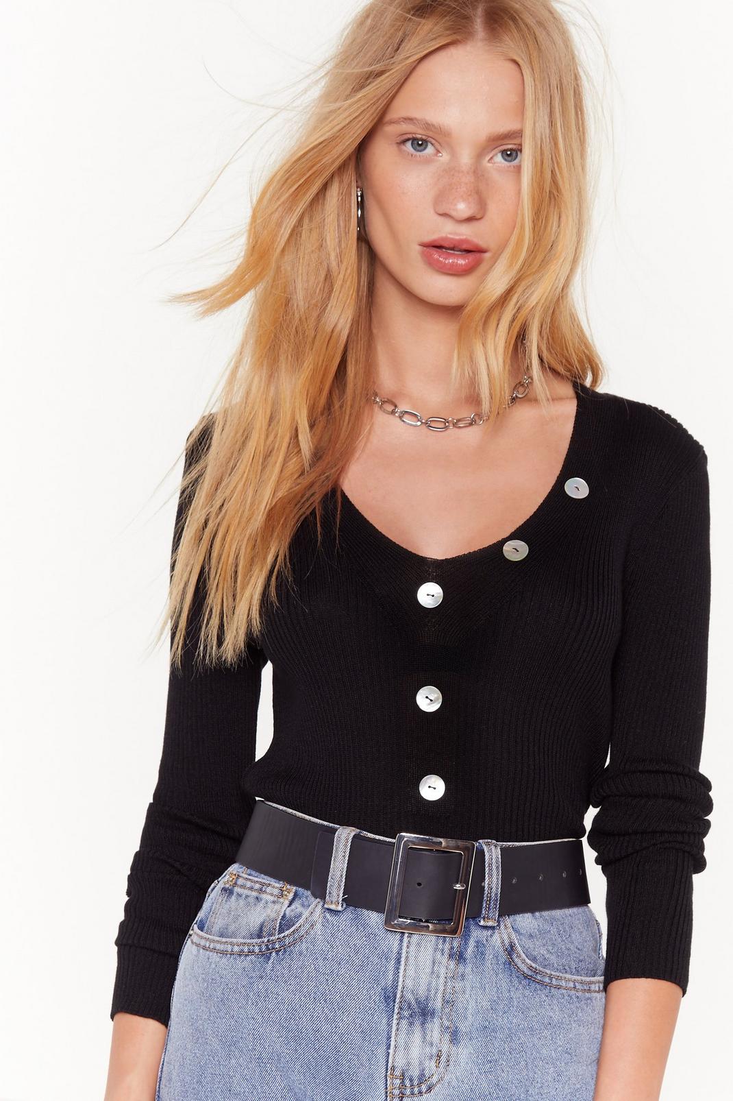 She's Our Kinda Pearl Ribbed Knit Sweater image number 1
