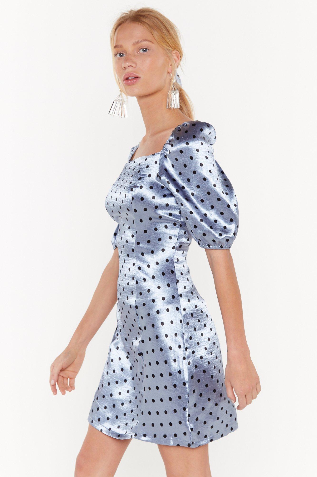 polka dot satin dress