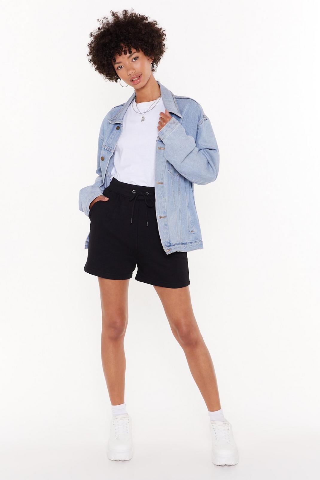 Black Who Run the World High-Waisted Jogger Shorts image number 1