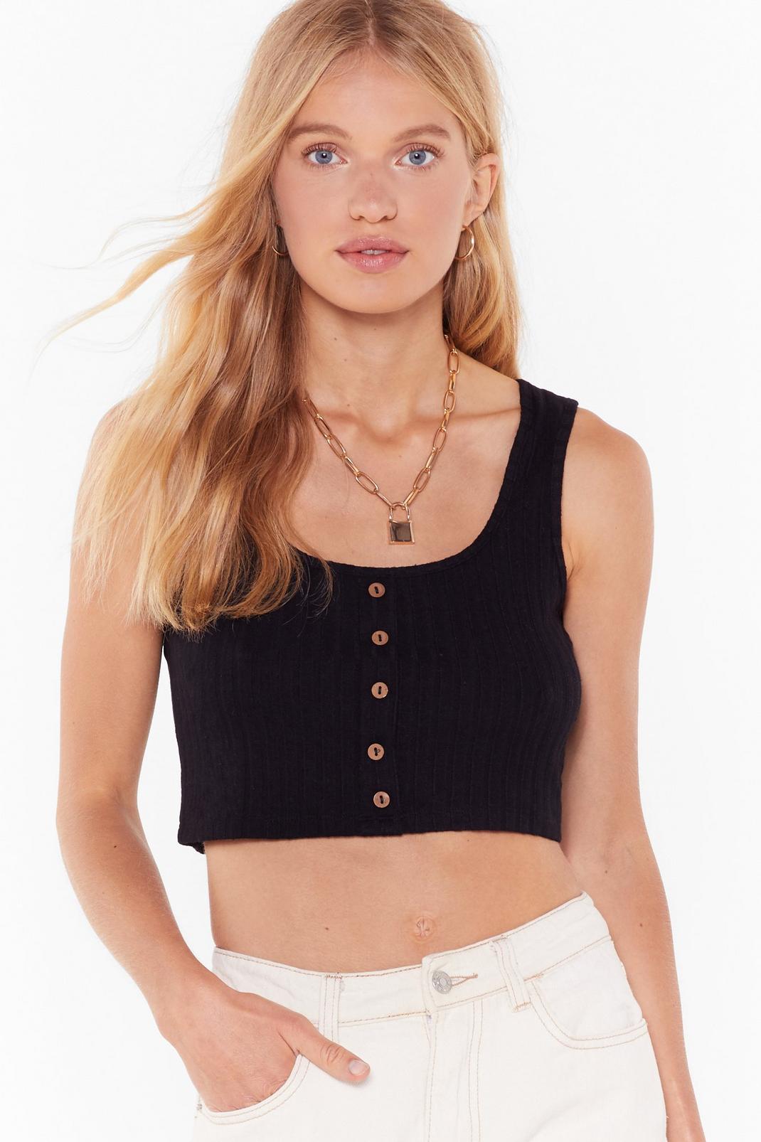 Back Rib Up Button-Down Crop Top image number 1