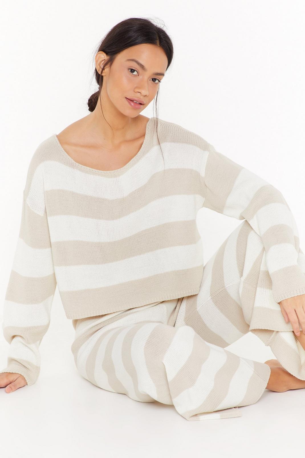 Escape Artist Stripe Sweater and Pants Lounge Set image number 1