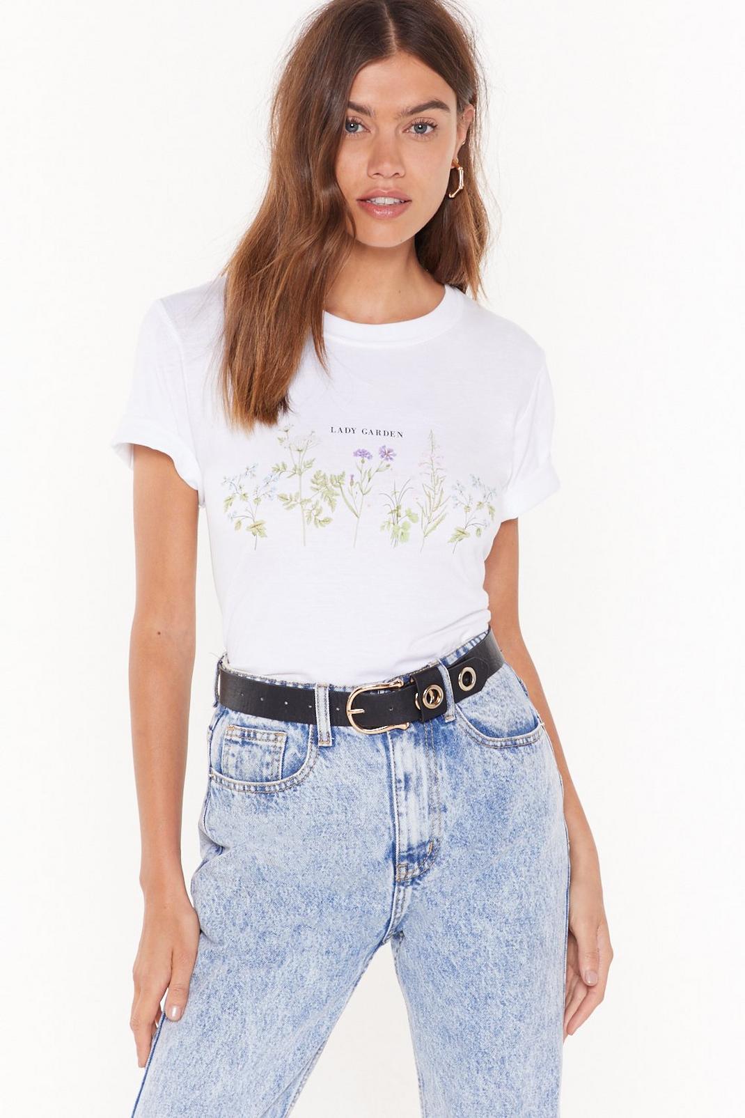 White Lady Garden Floral Graphic Tee image number 1