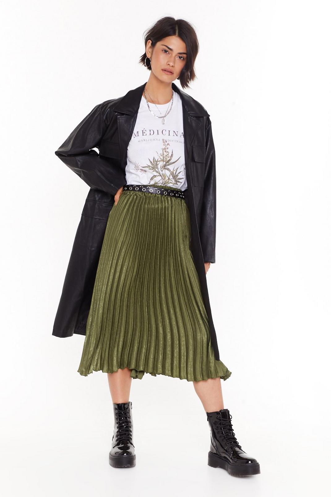 Green The Pleat of the Moment Midi Skirt image number 1