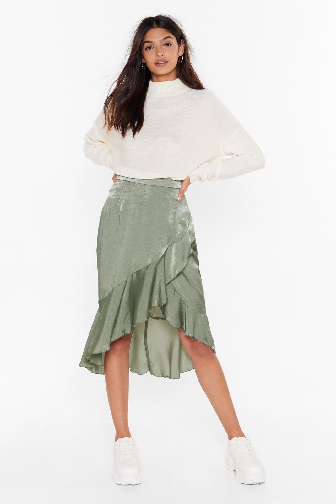 After the Frill is Gone Satin Midi Skirt image number 1