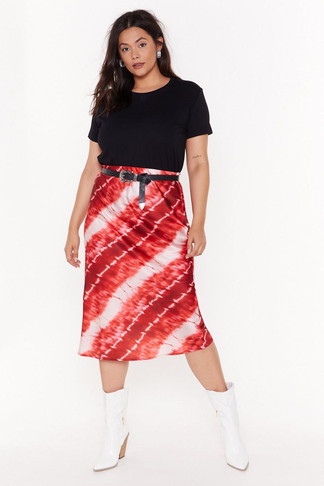 Blurred Lines Plus Tie Dye Midi Skirt image number 1