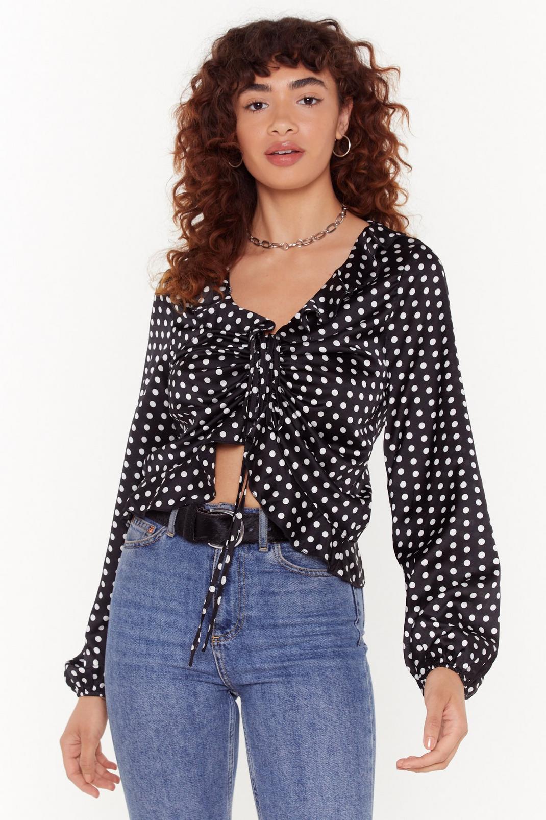 Hole It Right There Polka Dot Tie Blouse image number 1