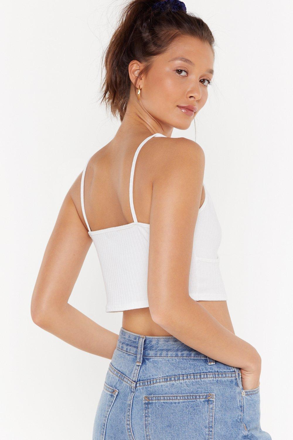 Over the Crop Ribbed V-Neck Crop Top