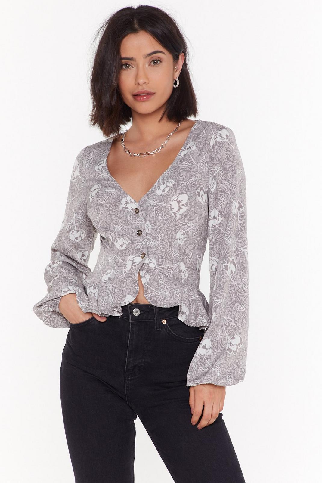 Muted Floral Button Down Blouse image number 1