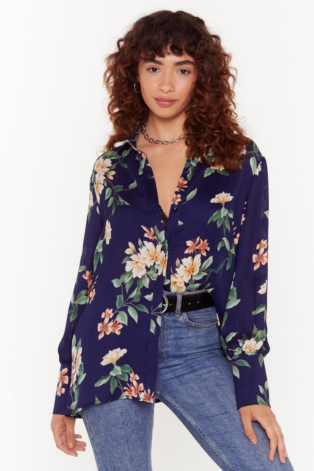 Satin Pretty Floral Shirt image number 1