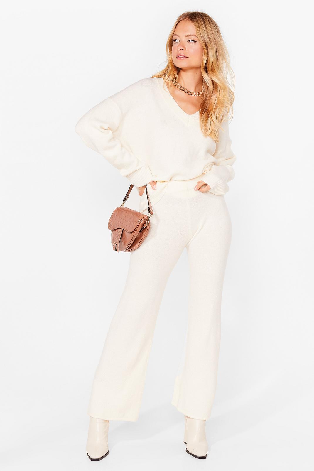 Ivory Two For the Road Knit Sweater and Pants Set image number 1