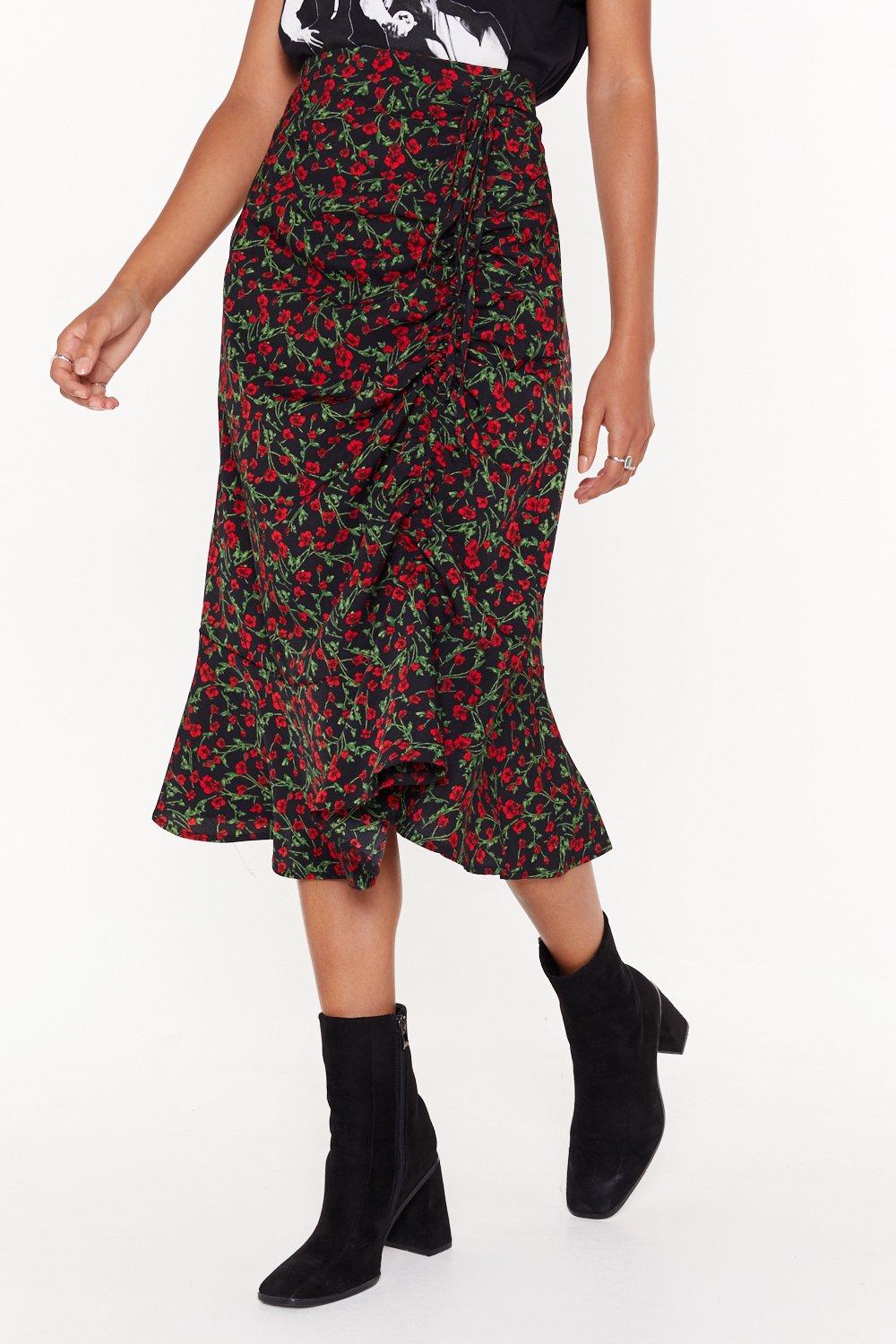 Nasty gal shop red midi skirt