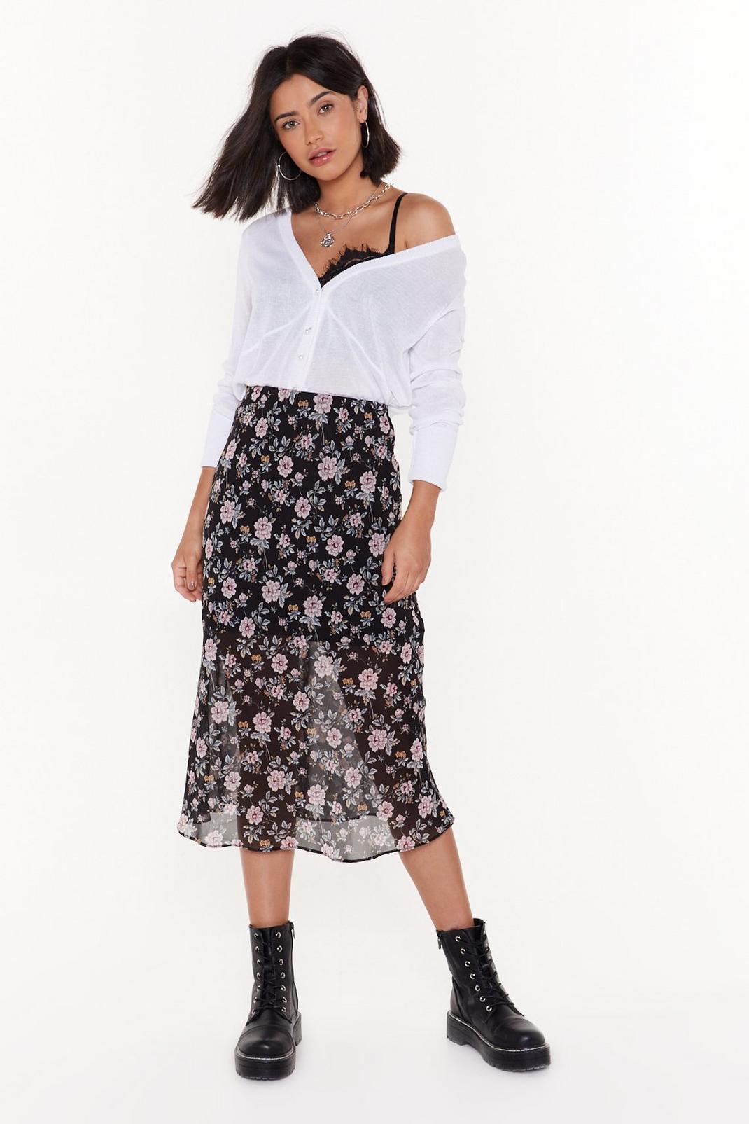 Grow Me Your Moves Floral Midi Skirt image number 1