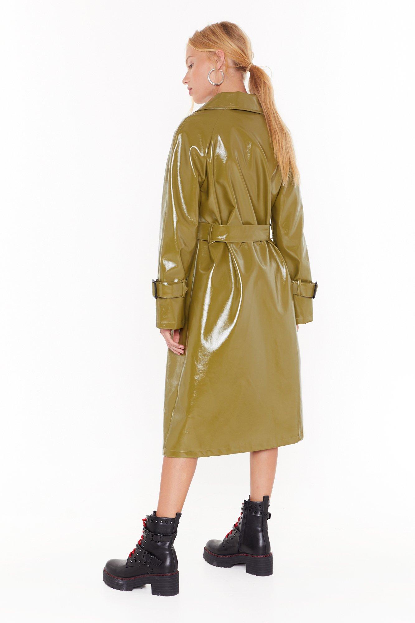 Trench long en vinyle a revers crantes Pour le love du vinyle Nasty Gal
